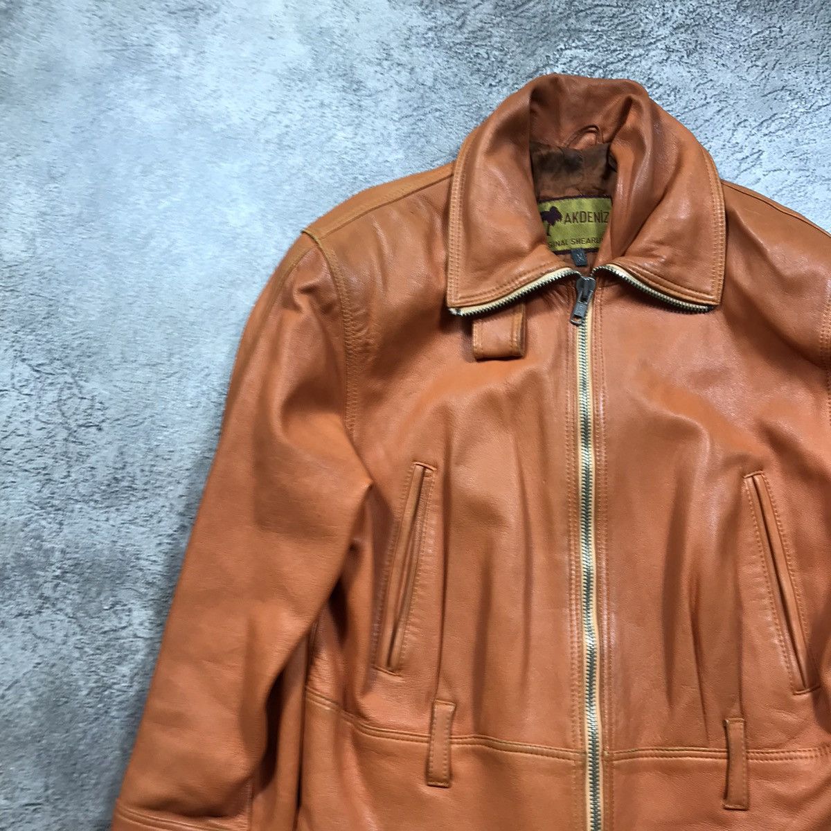 Vintage Vintage 90s Tan Leather Jacket Streetwear Workwear Relaxed M Size M / US 6-8 / IT 42-44 - 2 Thumbnail