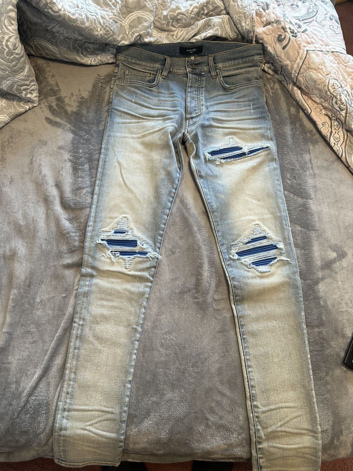 Amiri MX1 Distressed Jeans with blue Suede size 31 NEW