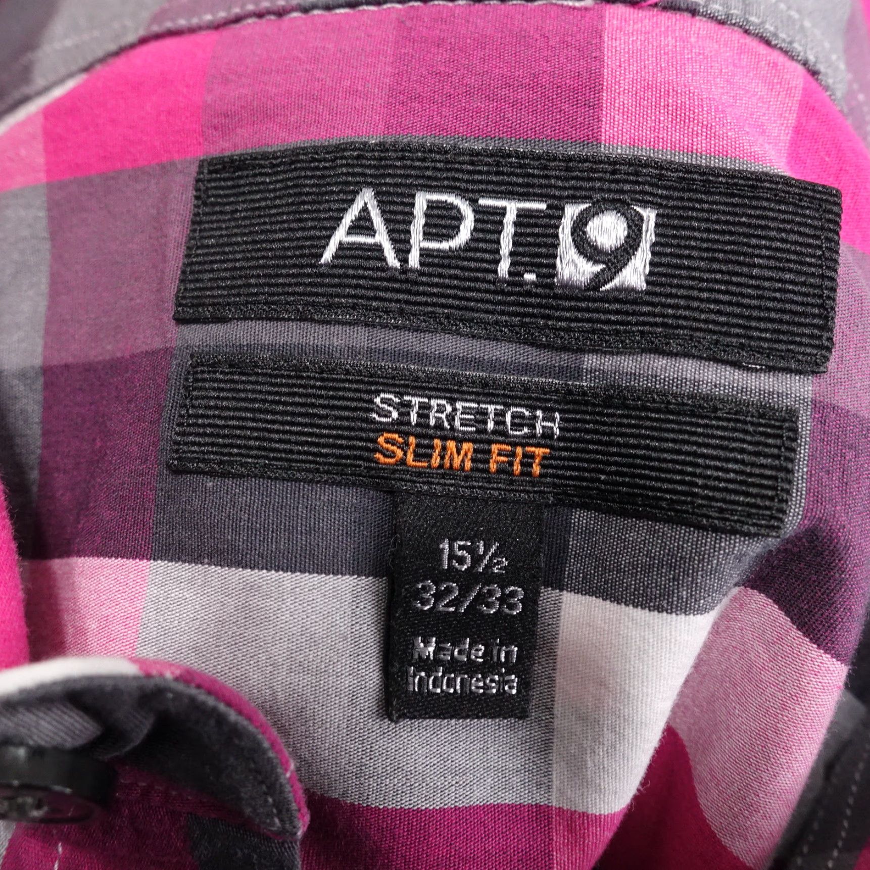 Apt. 9 Apt. 9 Stretch Slim Fit Pink Check Dress Shirt Men 15.5 Neck 32/33 Sleeve Size 40R - 6 Thumbnail