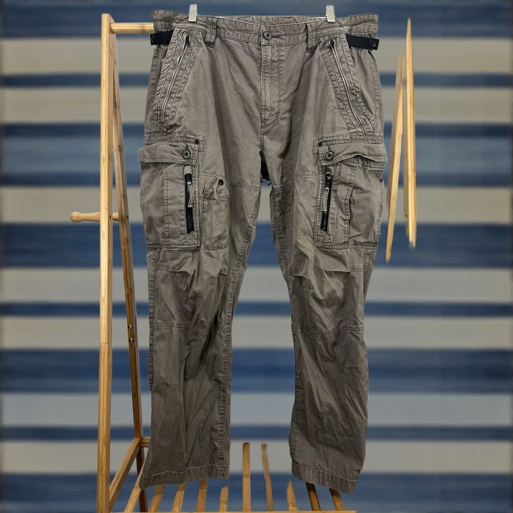 Armani Exchange Armani Exchange Men’s Cargo Zip Pocket Utility Tactical Streetwear Pants 40 Khaki Military Combat Distressing String 30 Inseam Men Size US 40 / EU 56 - 1 Thumbnail