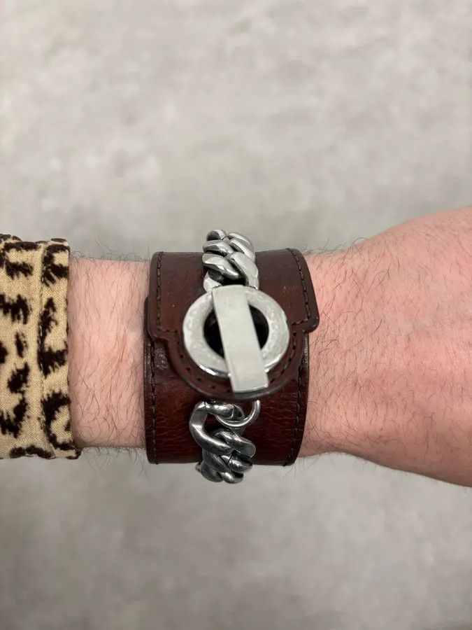 Dolce & Gabbana 2000s Dolce & Gabbana Brown Leather Chain Bracelet Size ONE SIZE - 3 Thumbnail