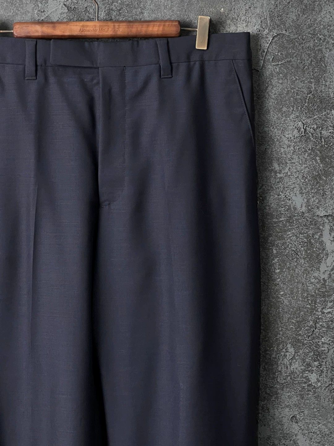 Prada PRADA Navy Straight Wool-Mohair Trousers Size 48S - 4 Thumbnail
