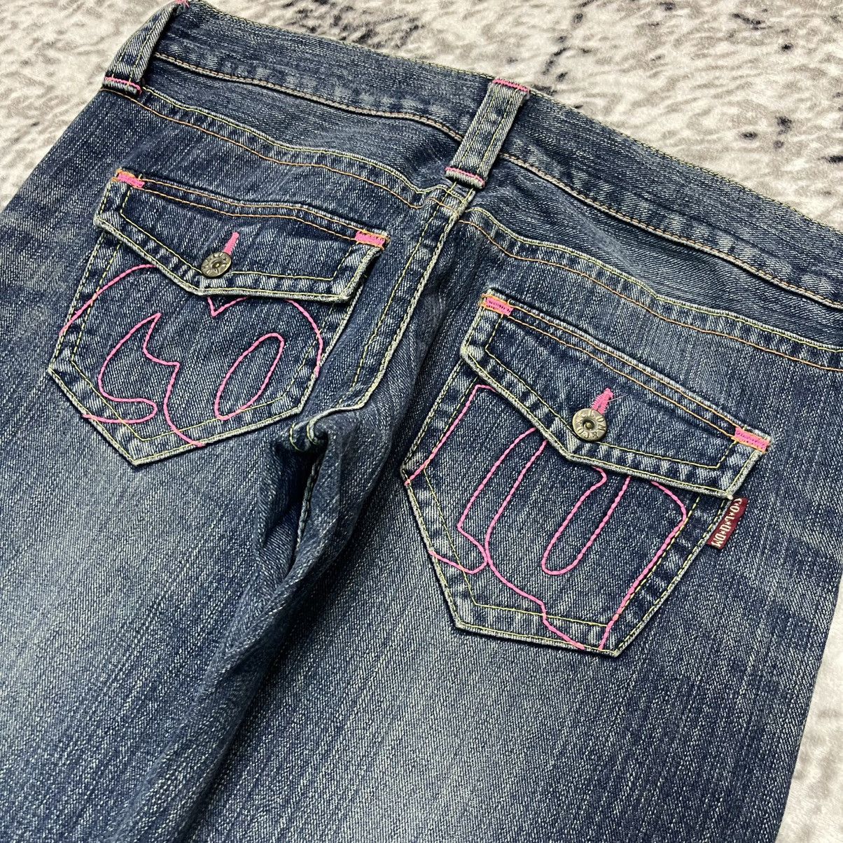 Japanese Brand Y2K Cocolulu Embroidery Wide Leg Flare Jeans Size 29" - 20 Thumbnail