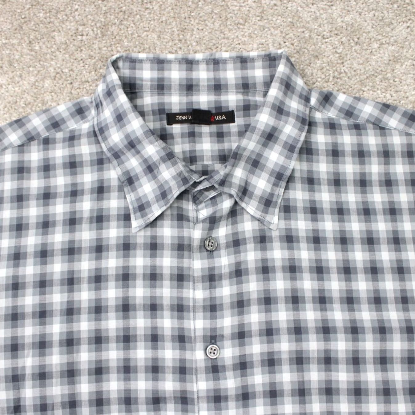 John Varvatos John Varvatos Shirt Men XL Gray Plaid Button-Down Collared 100% Cotton L/S Regular Size US XL / EU 56 / 4 - 6 Thumbnail