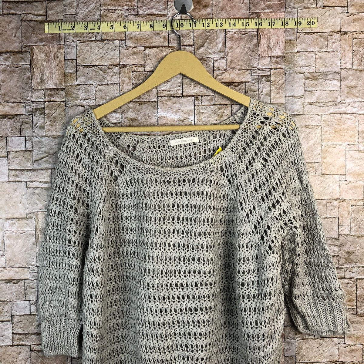 Homespun Knitwear Galevie Vie Grey crochet vintage Knitwear #A507 Size S / US 4 / IT 40 - 2 Thumbnail