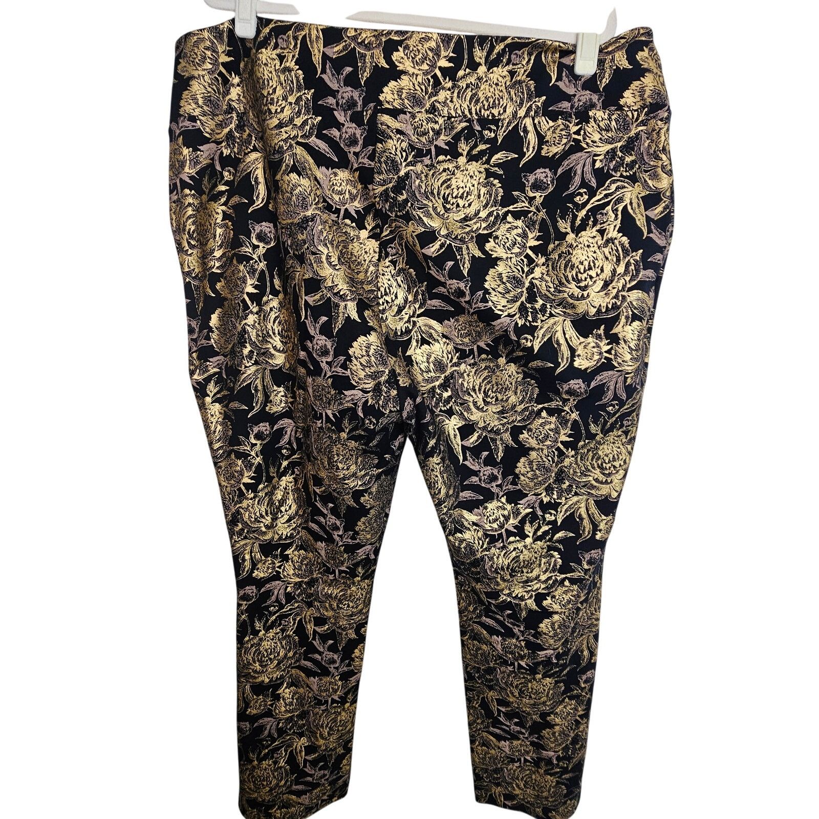 Soft Surroundings Soft Surroundings Moonstruck Gold Metallic Floral Pants Size 42" / US 20 - 7 Thumbnail