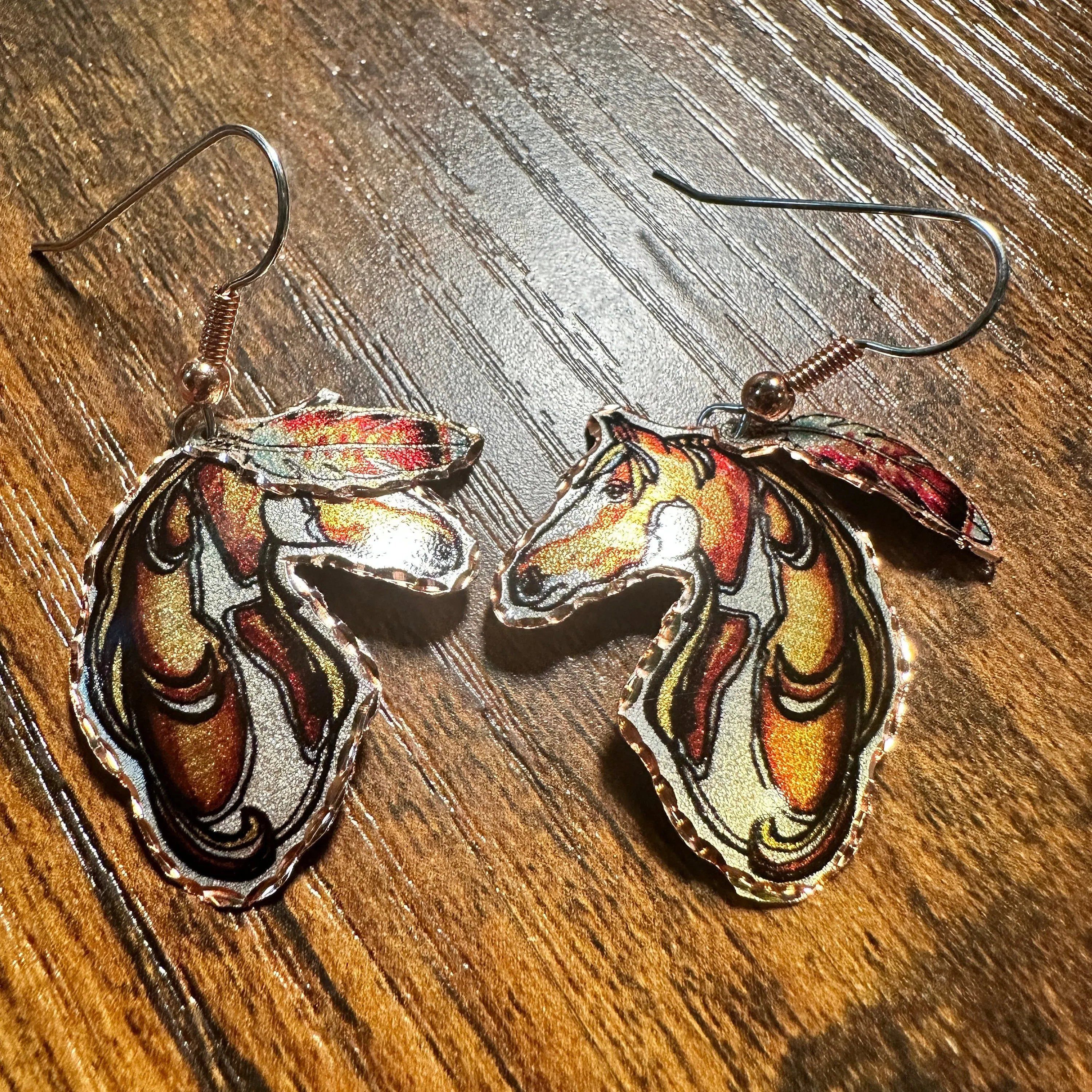 Other Handmade Boho Copper Feather Estuarian Horse Wire Drop Earri Size ONE SIZE - 1 Thumbnail