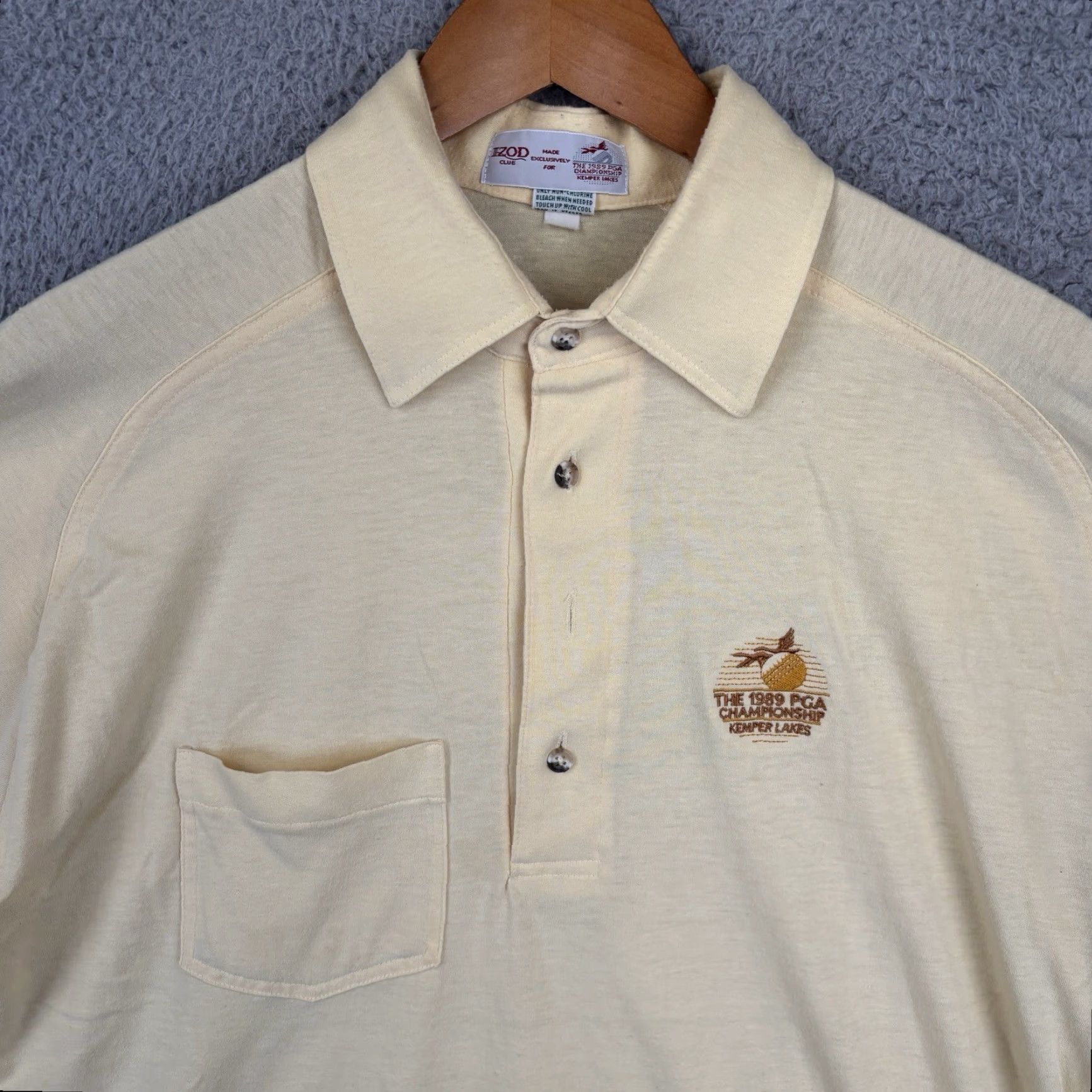 Izod VINTAGE IZOD Polo Shirt Mens Large Yellow 1989 PGA Championship Kemper Lakes Shirt Size US L / EU 52-54 / 3 - 2 Thumbnail