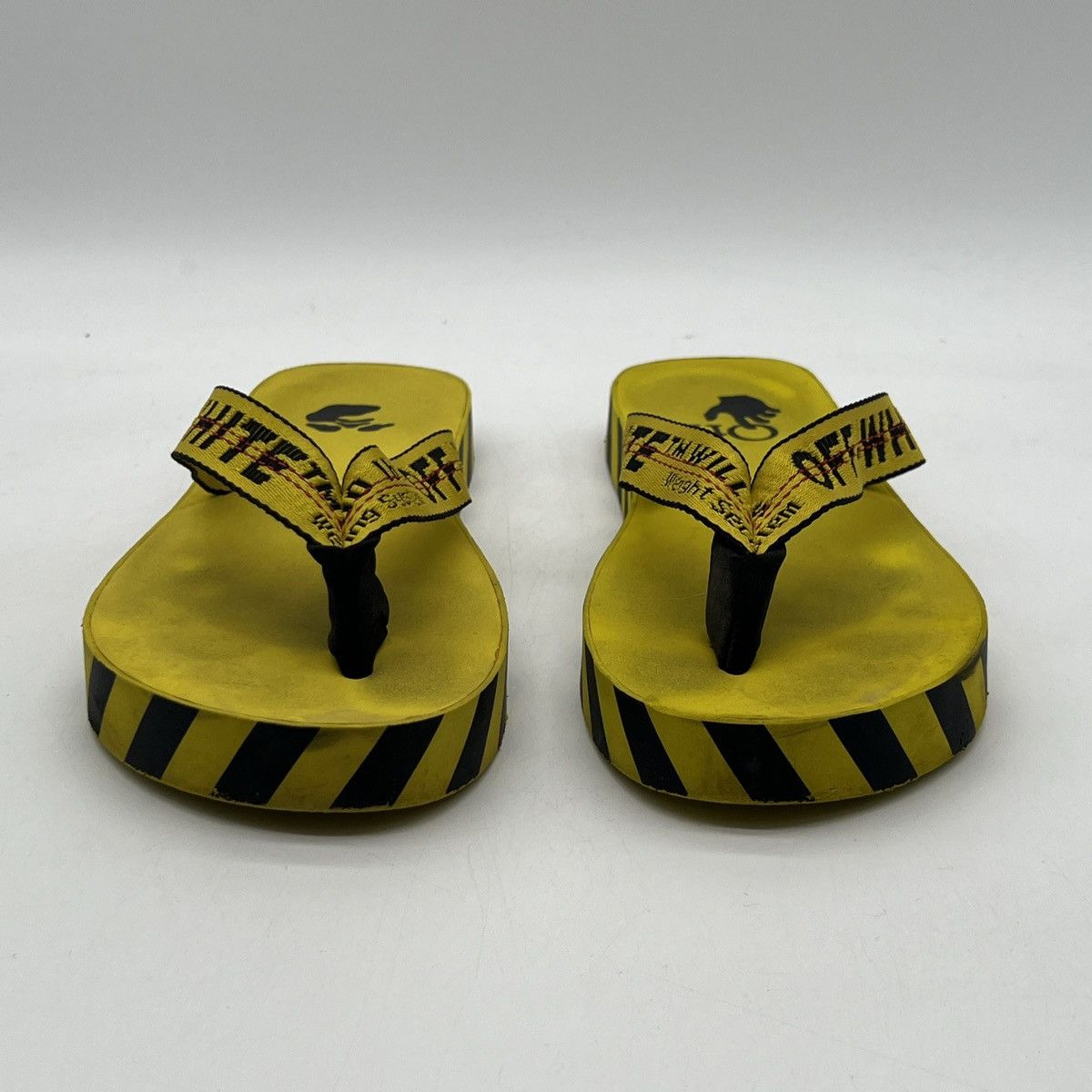 Off-White Off white industrial flip flops logo tape yellow Size US 12 / EU 45 - 2 Thumbnail
