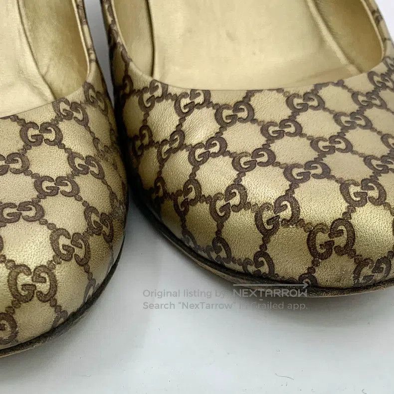 Gucci Gucci Brown logo full print round toe slope heel high heel Size US 6.5 / IT 36.5 - 8 Thumbnail