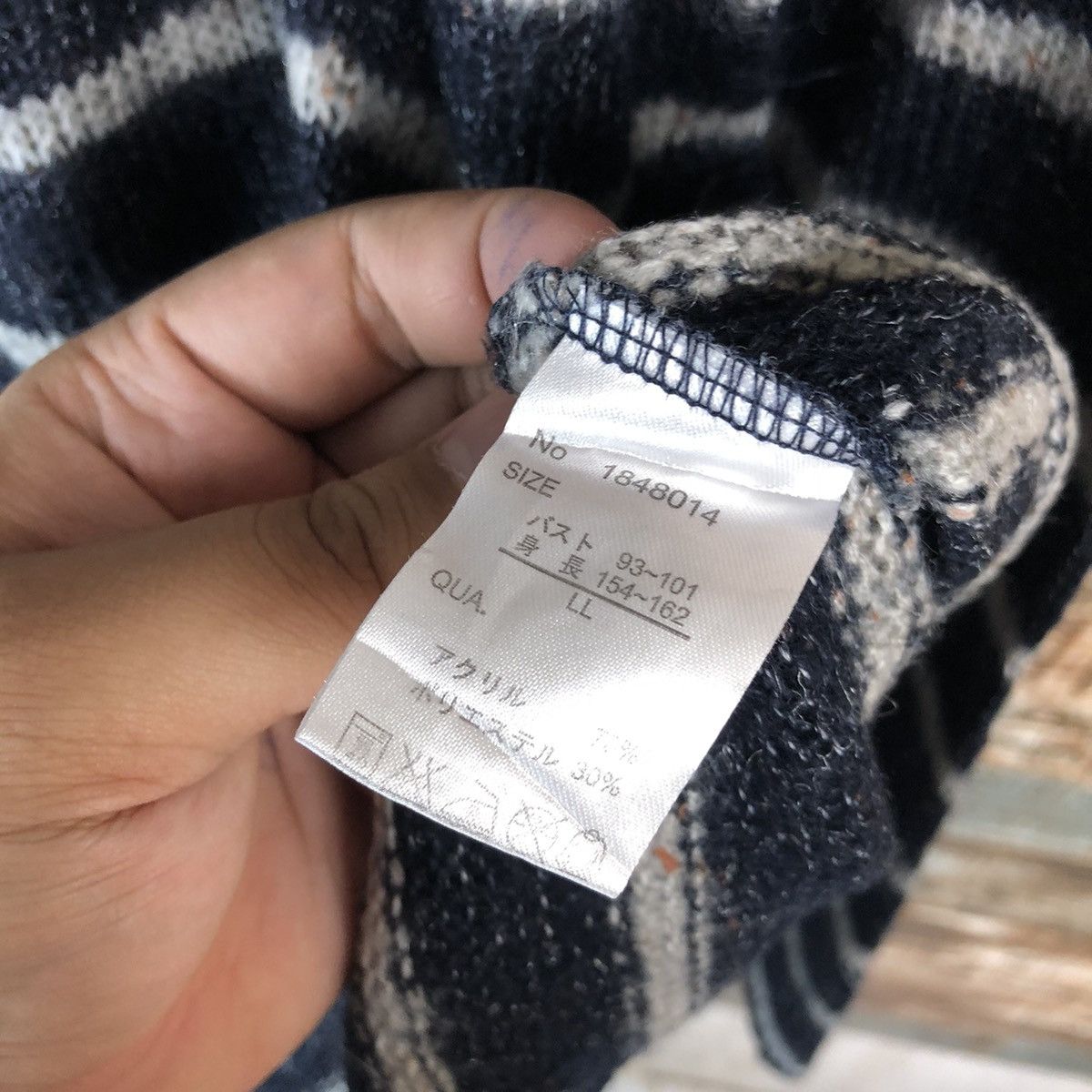 Japanese Brand × OVER THE STRiPES Innoce Dark Blue Stripe Knitwear #A1698 Size L / US 10 / IT 46 - 11 Thumbnail