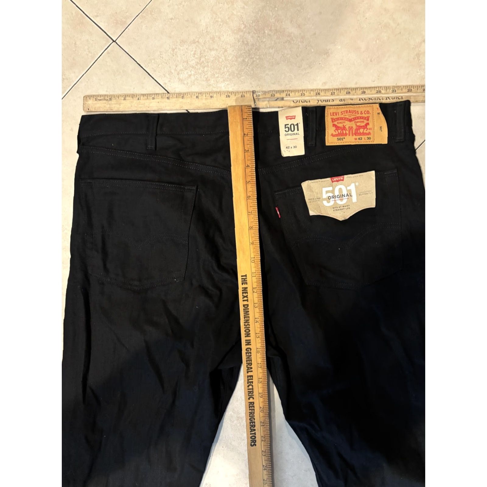 Levi's Levi's 501 Original Jeans Mens 42x30 Black High Rise Straight Button Fly Denim Size US 42 / EU 58 - 6 Thumbnail