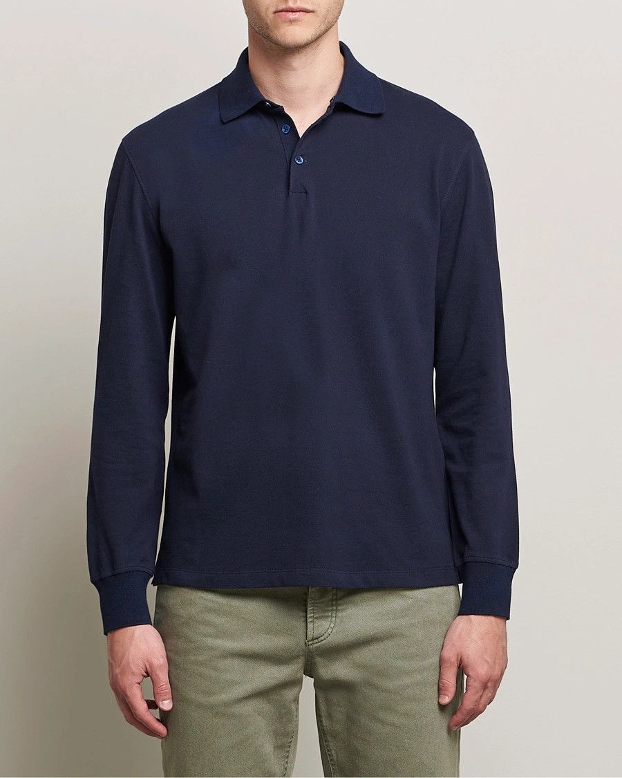 Brunello Cucinelli o1gr1nt0525 Long Sleeve Polo Shirt in Navy Size US XS / EU 42 / 0 - 3 Thumbnail
