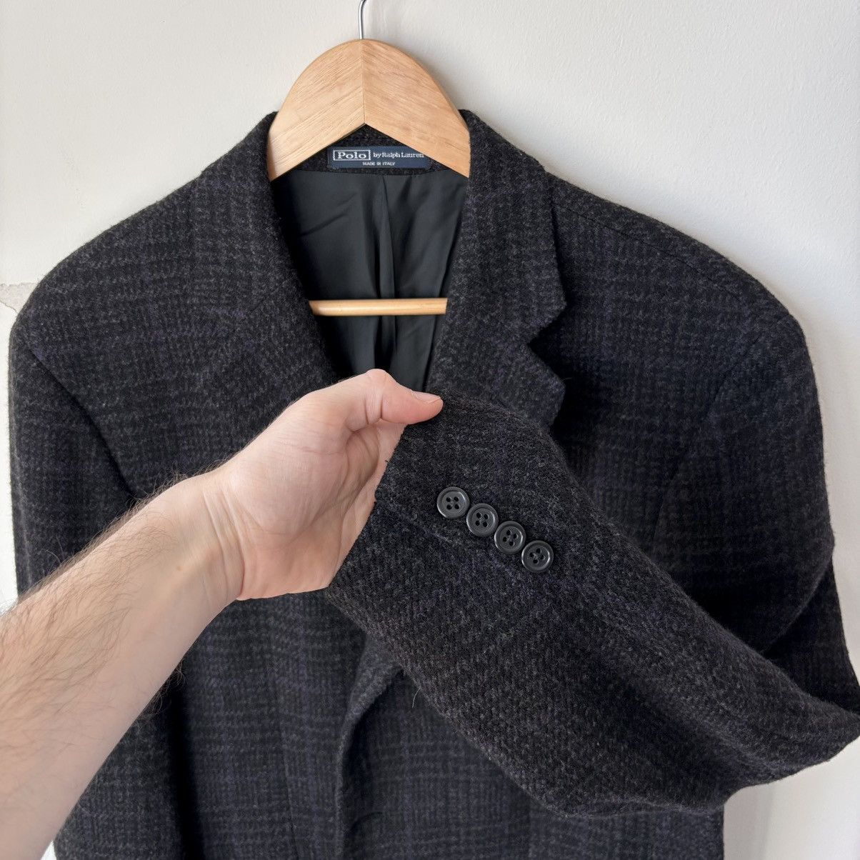 Polo Ralph Lauren Cashmere Wool Blend Windowpane Blazer Corneliani Charcoal Size 42L - 7 Thumbnail