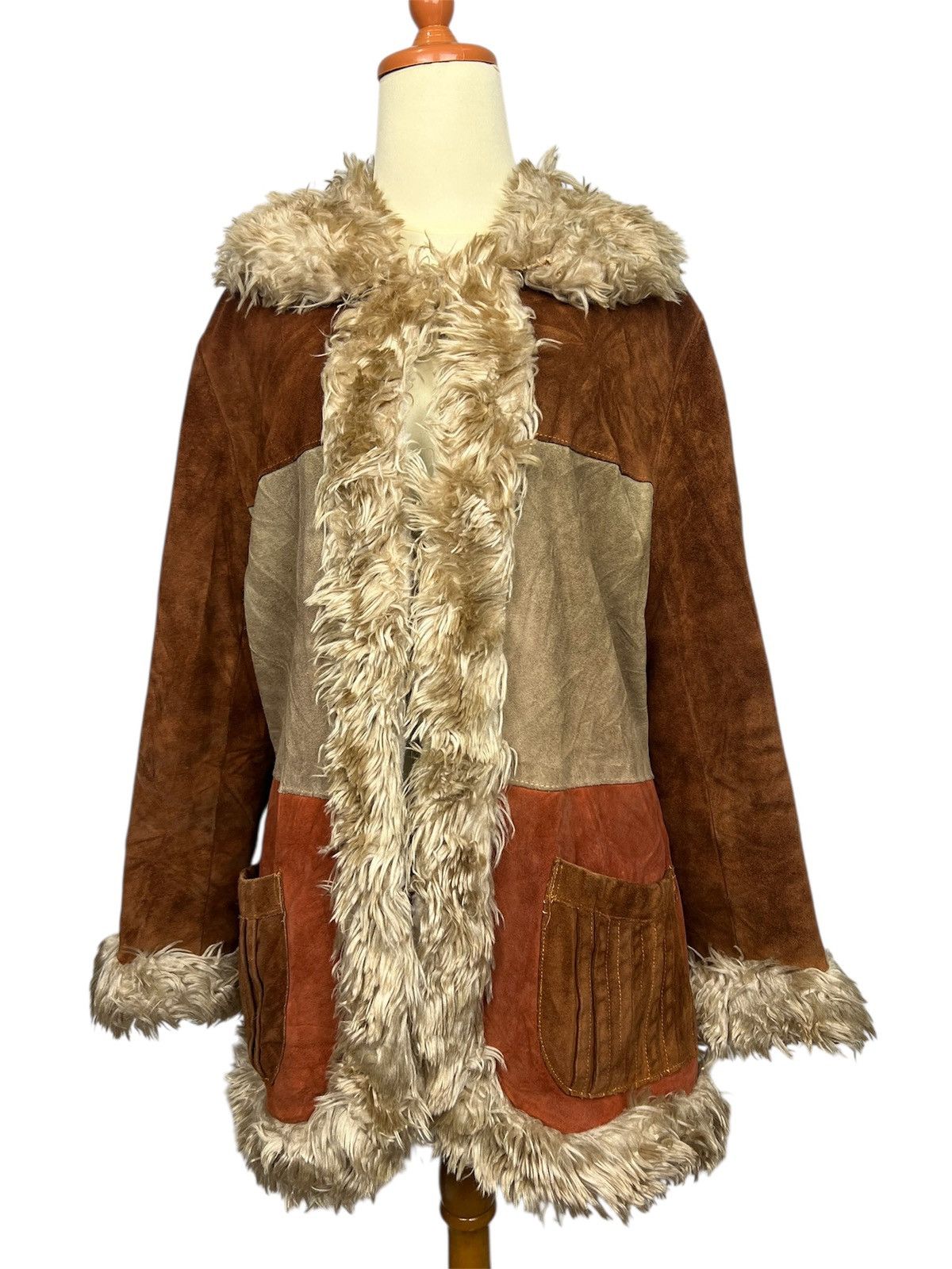 Vintage VINTAGE 70s Penny Lane Patchwork Suede Coat Size US M / EU 48-50 / 2 - 1 Thumbnail
