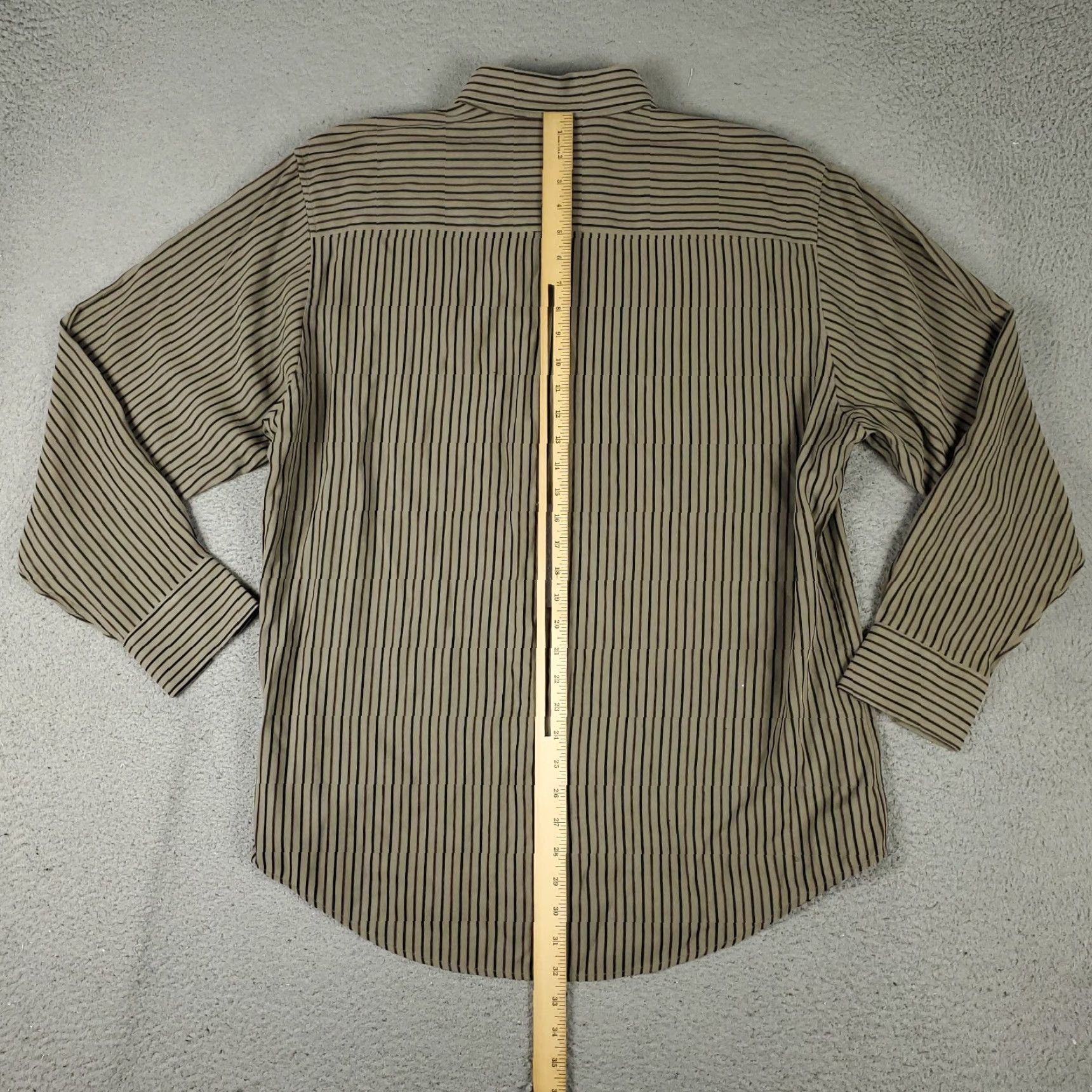 BUGATCHI Bugatchi Shirt XL Beige Striped Button-Up Long Sleeve Mens Size US XL / EU 56 / 4 - 3 Thumbnail