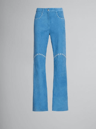 o1srvl11e0624 Leather Trouser in Blue