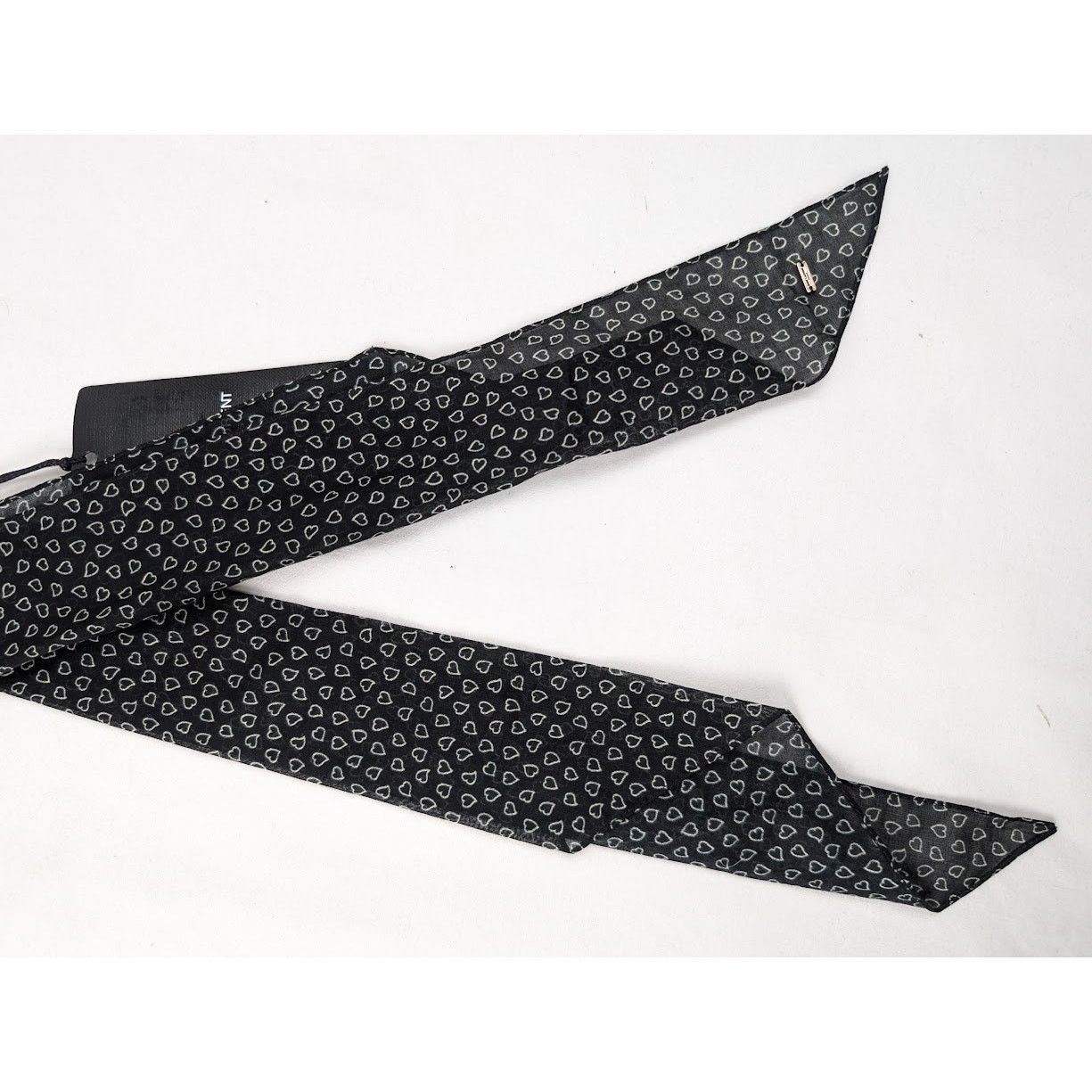 Saint Laurent Paris o1rshd1 Size:OS / Lavalliere Coeur Flou Scarf in Black/White Size ONE SIZE - 4 Thumbnail