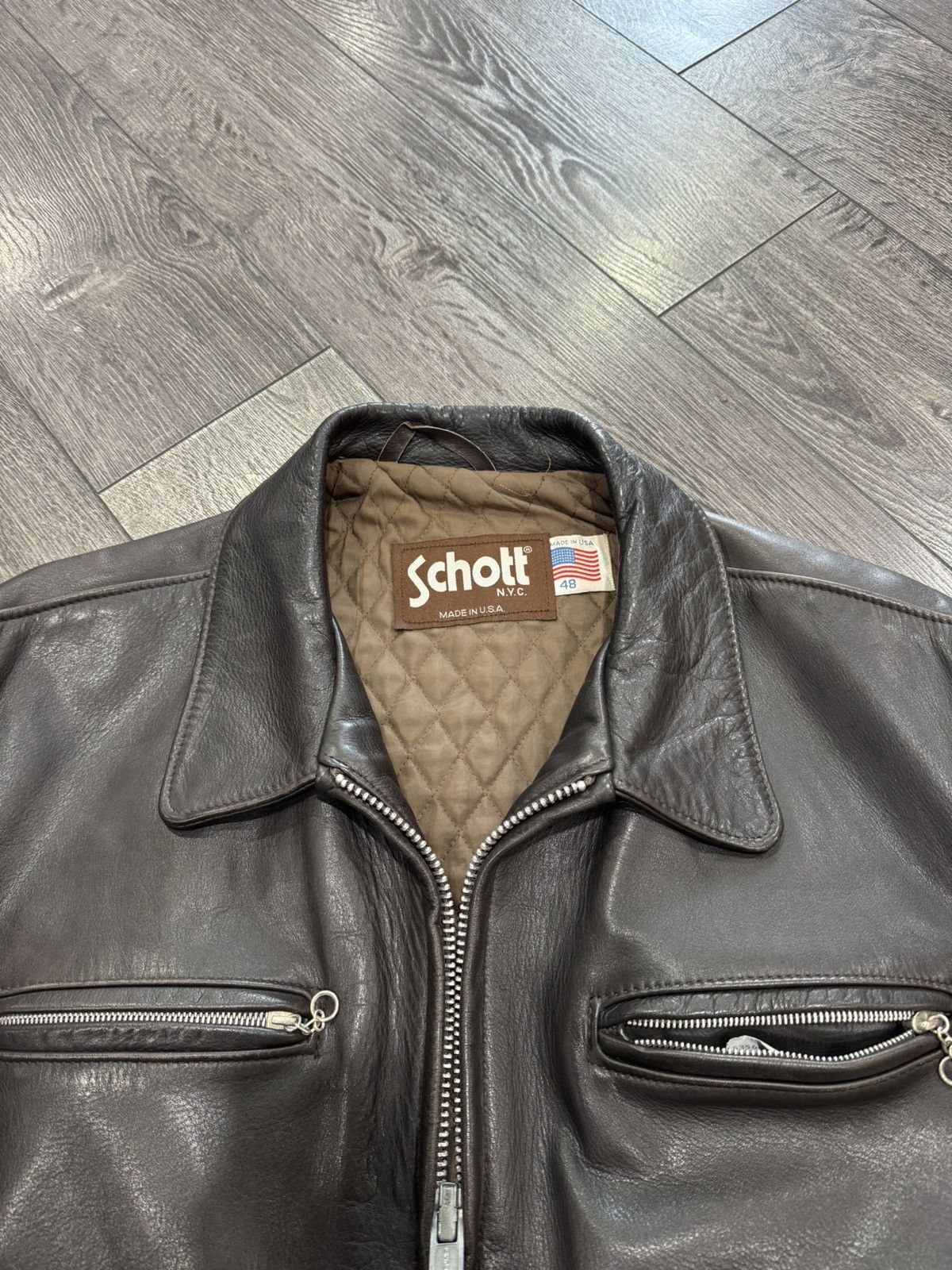 Schott Schott 544 deep brown cowhide leather jacket size 48 Usa Size US XXL / EU 58 / 5 - 13 Thumbnail