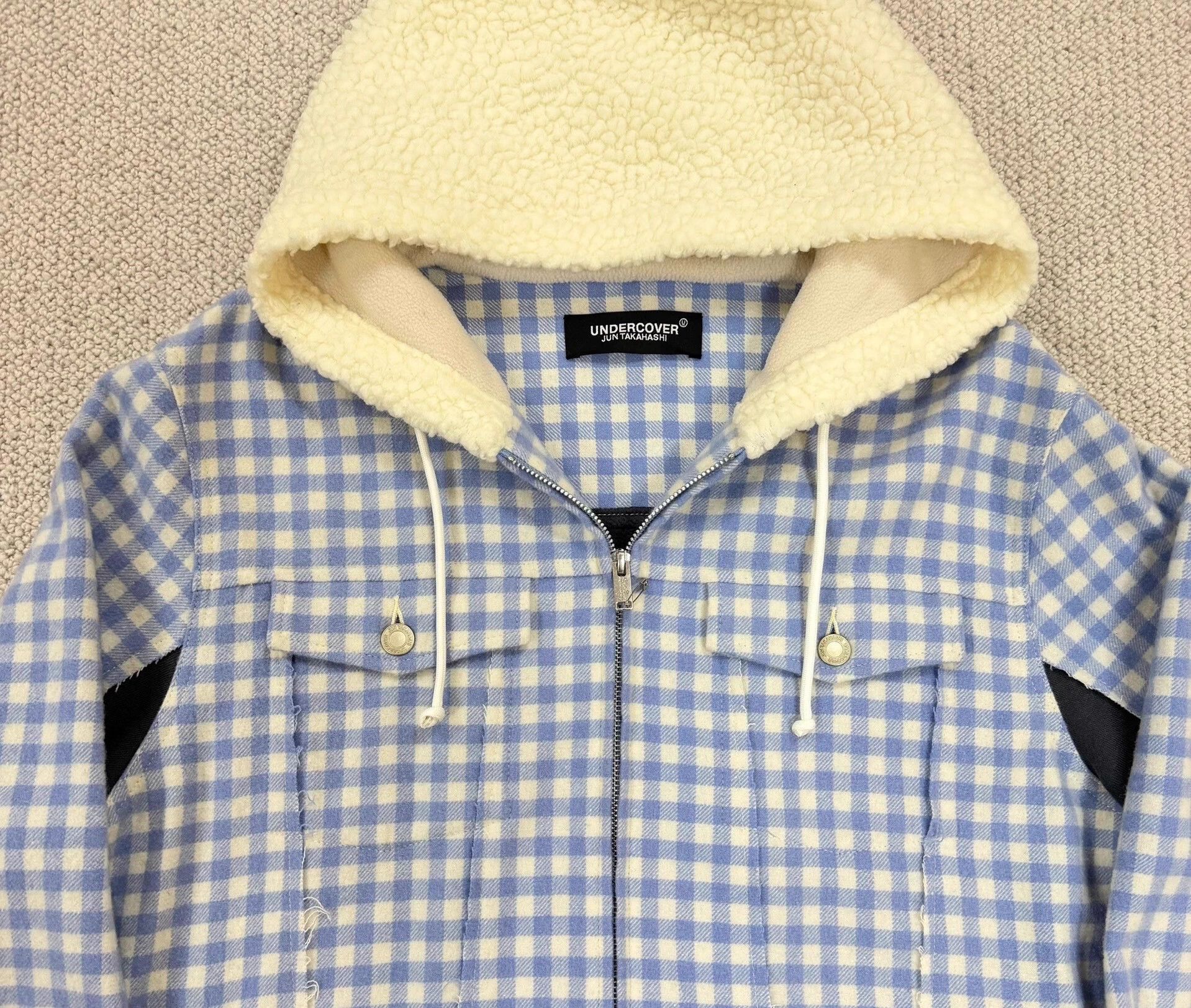 Undercover Undercover Deconstructed Check Shearling Knit Cuffs Jacket Size US L / EU 52-54 / 3 - 3 Thumbnail