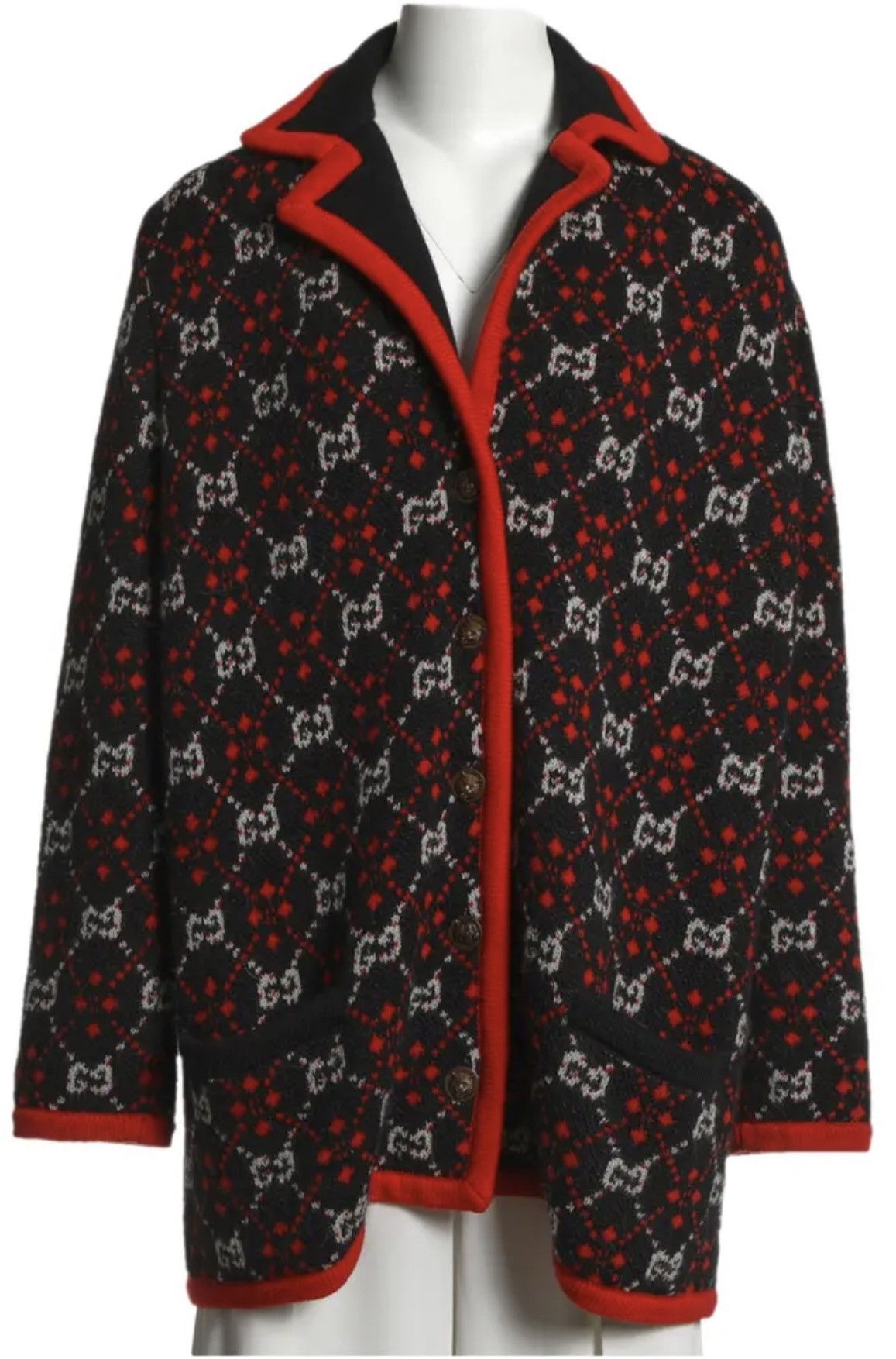 Gucci Gucci Multi Colored Diamond GG Logo Pattern Cardigan Sweater Size M / US 6-8 / IT 42-44 - 2 Thumbnail