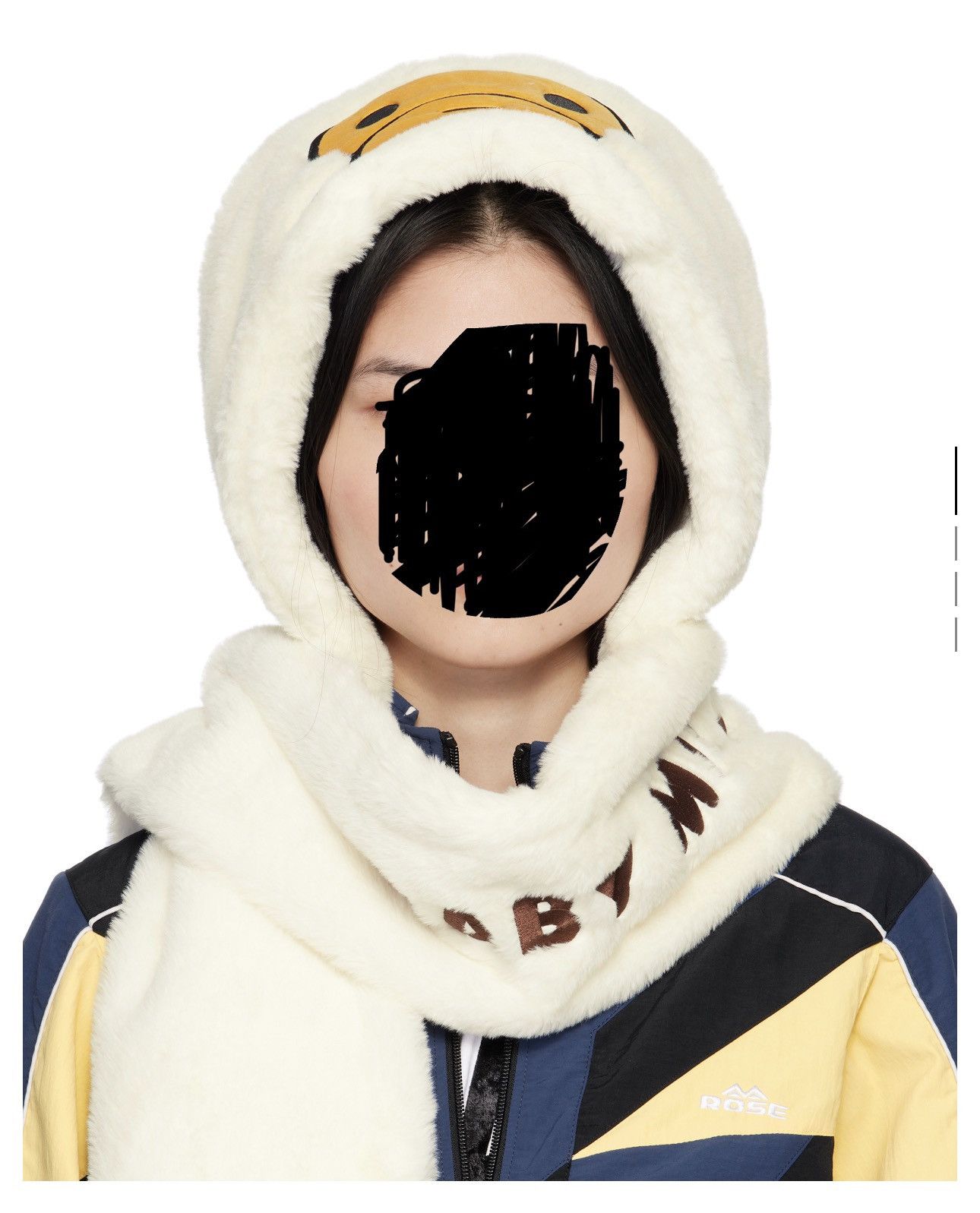 BAPE off-white faux fur Baby Milo Scarf Beanie