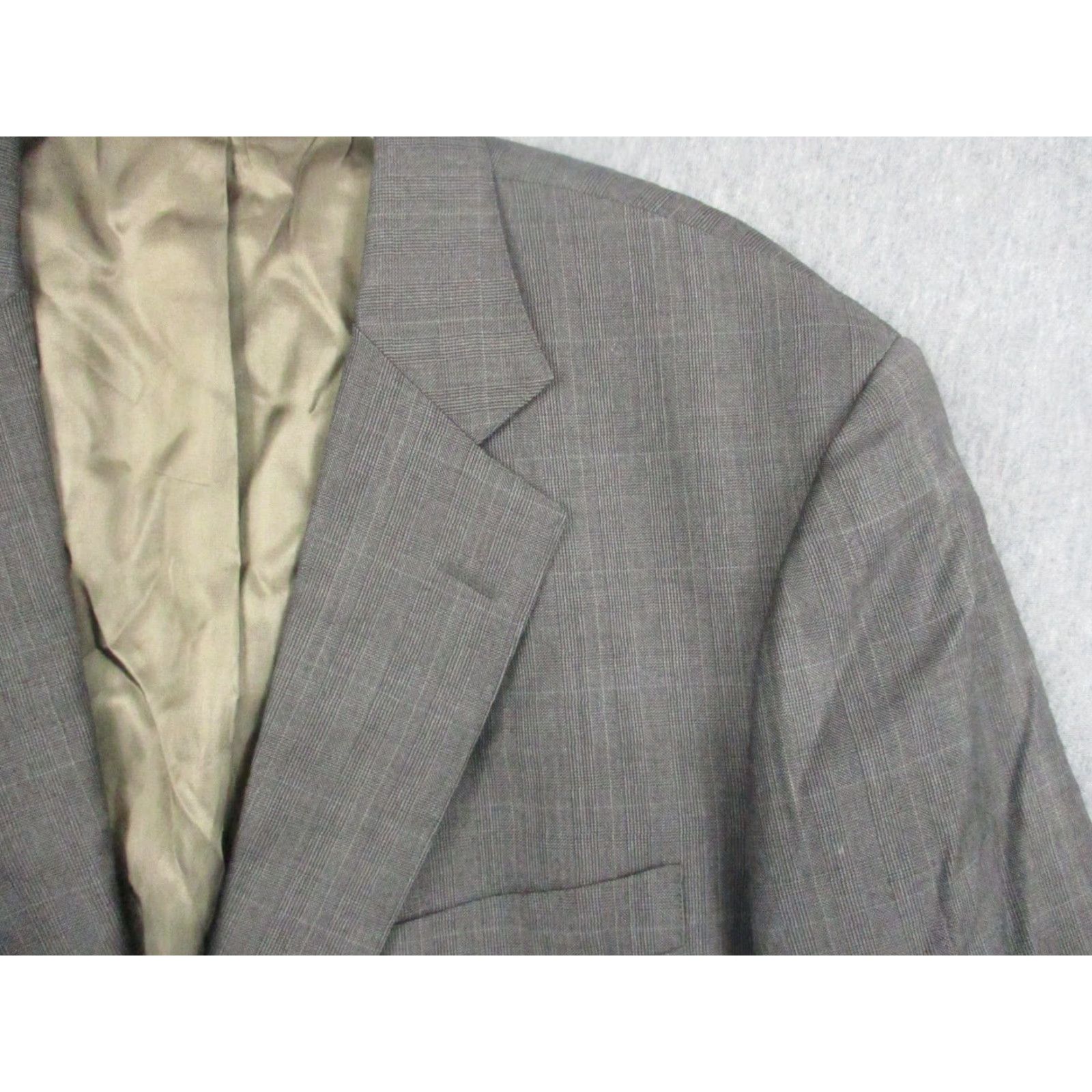 Brooks Brothers VINTAGE Brooks Brothers Sport Coat Two-Button Wool Gray Plaid 43R Men’s Regular Brown Notch Lapel Size 46R - 2 Thumbnail