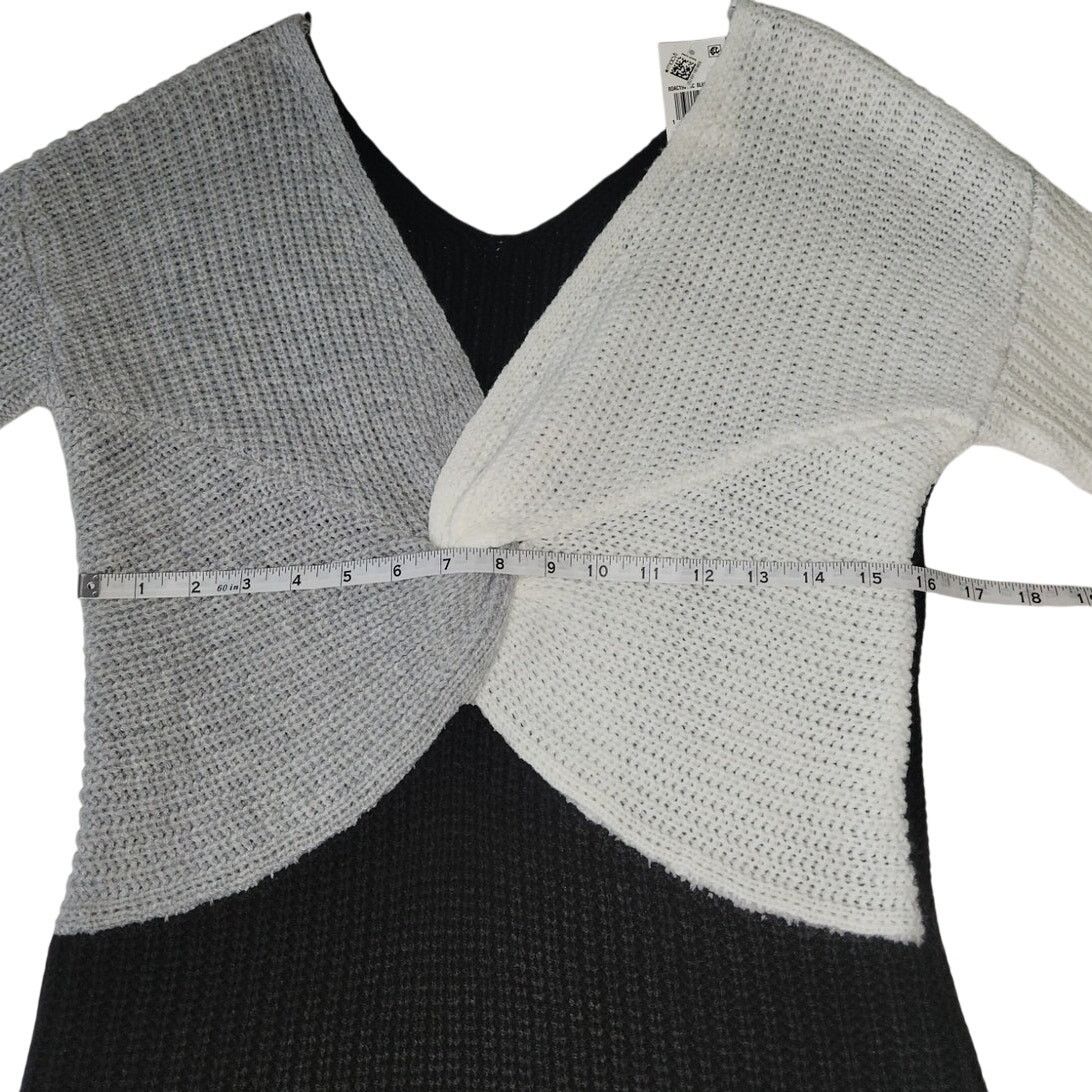 Macys Chic Modern Knitted Dress | White, Black & Gray 3-Tone | M Size M / US 6-8 / IT 42-44 - 5 Thumbnail
