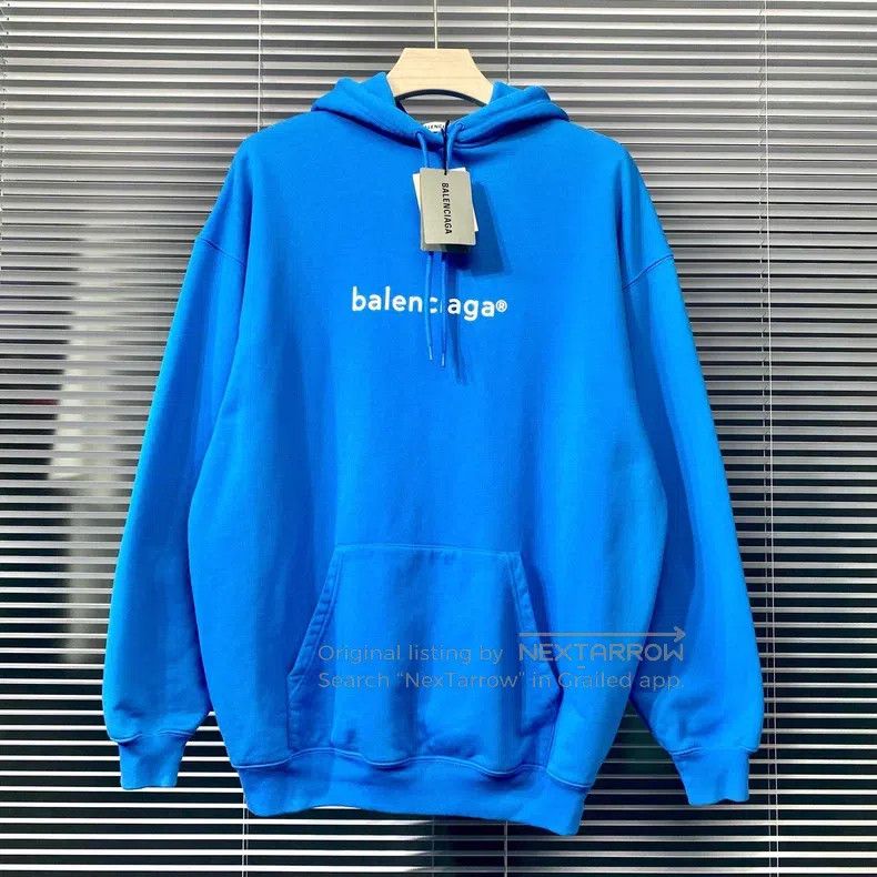 Balenciaga Balenciaga Loose Blue Hoodie Sweatshirt with Mailbox Lette Size US S / EU 44-46 / 1 - 1 Thumbnail