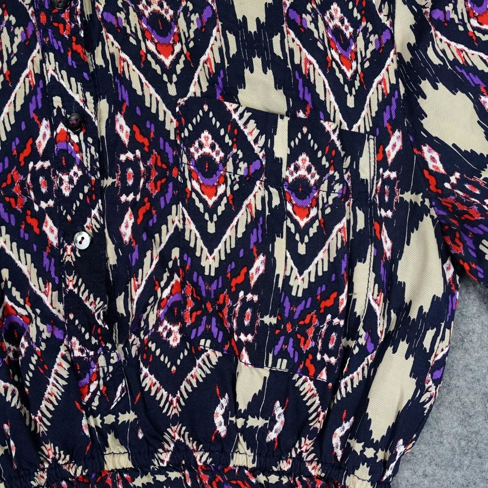 Anthropologie Holding Horses Dress Womens 0 Black Boho Tribal Rayon Shirt Dress Pockets 3/4 Sleeve Short Vintage No Womens Size XS / US 0-2 / IT 36-38 - 3 Thumbnail