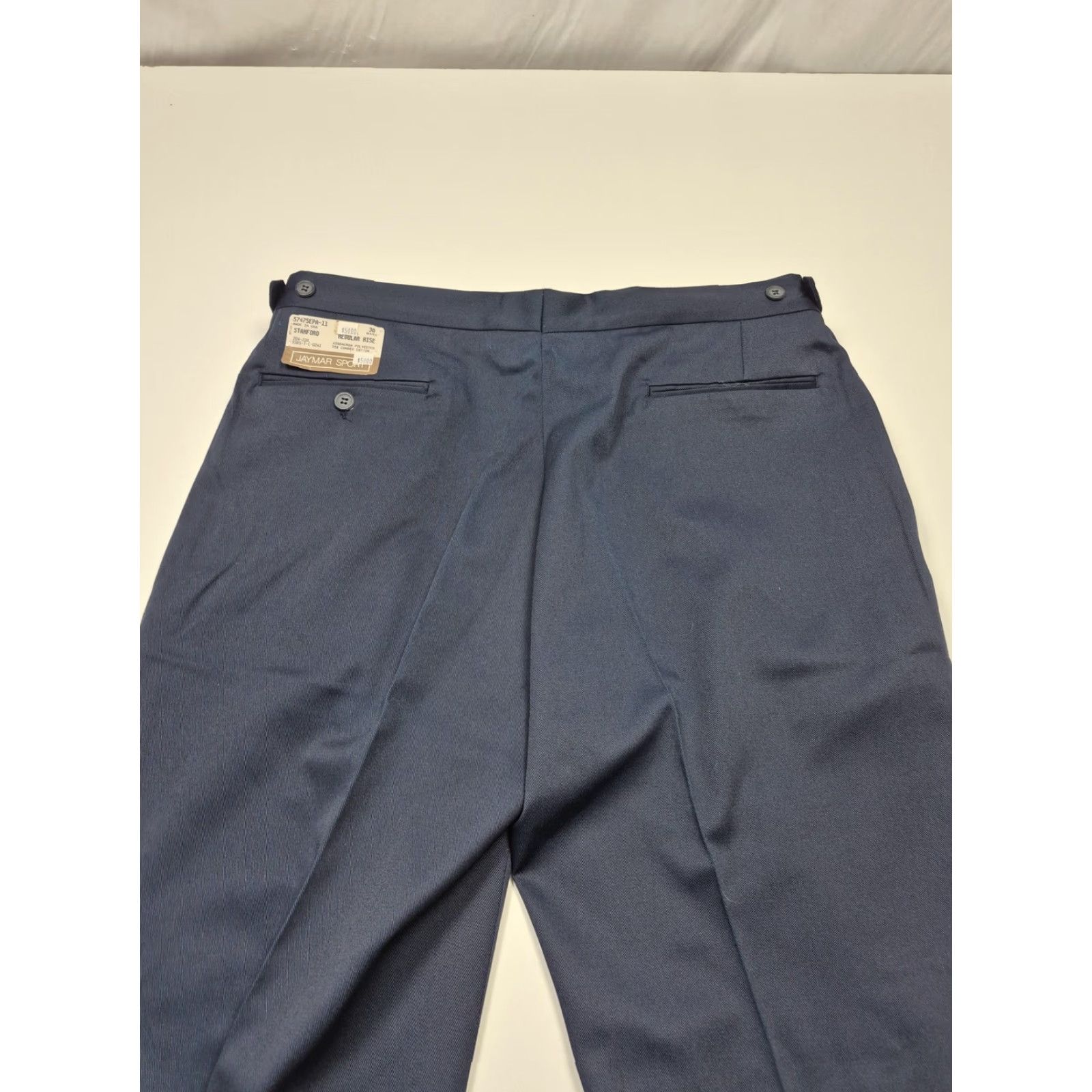 Vintage VTG Jaymar Sport Dress Pants Mens 38x36 Blue Poly Cotton Pleated Unhemmed USA Size US 38 / EU 54 - 5 Thumbnail