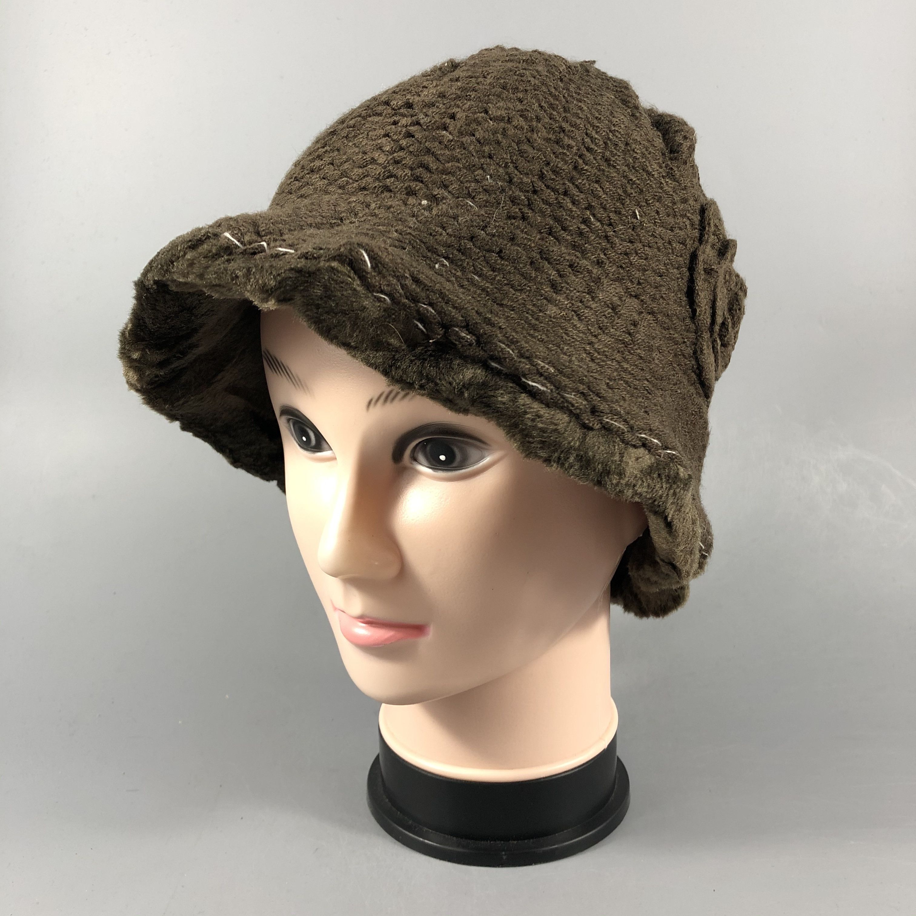 Japanese Brand Vintage Crochet Knit Hat Size ONE SIZE - 2 Thumbnail