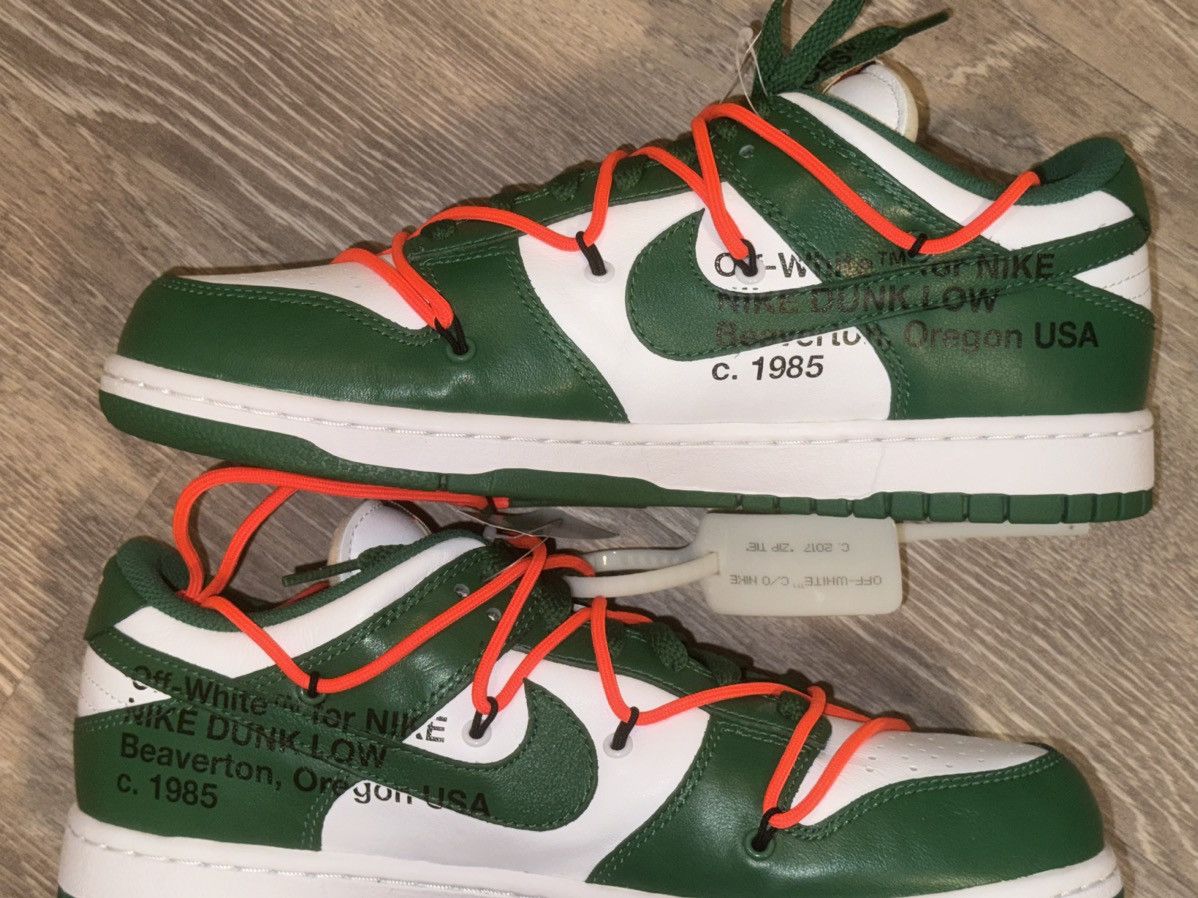 Nike × Off-White × Virgil Abloh Nike Dunk Low x Off-White Pine Green 2019 Size US 8.5 / EU 41-42 - 7 Thumbnail