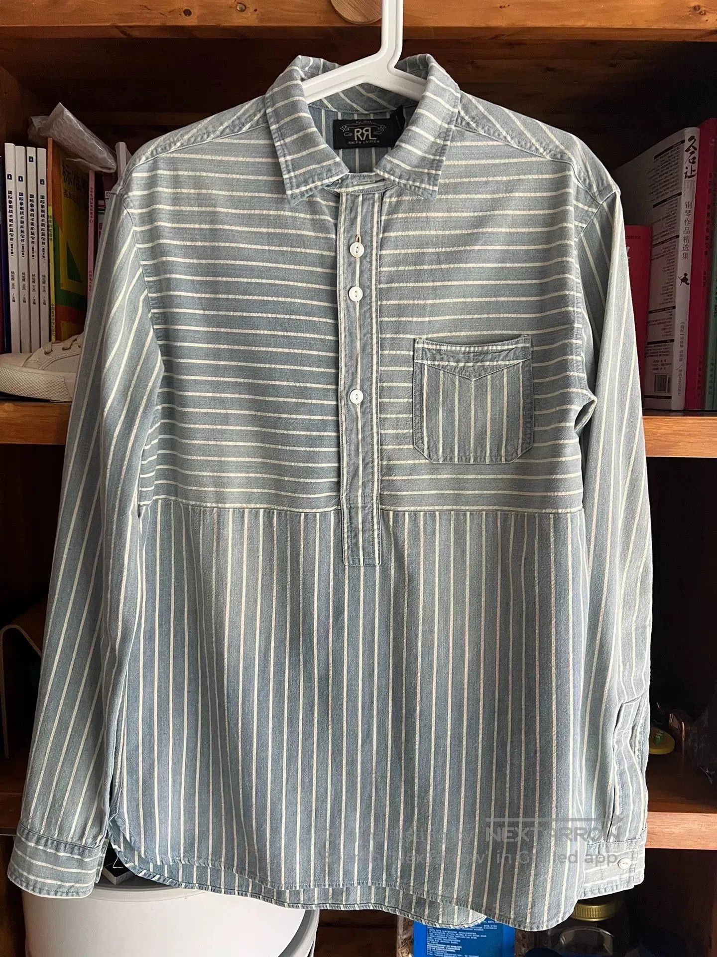 RRL Ralph Lauren RRL Vintage Striped Blue Dye Pullover Shirt. Size US M / EU 48-50 / 2 - 1 Thumbnail