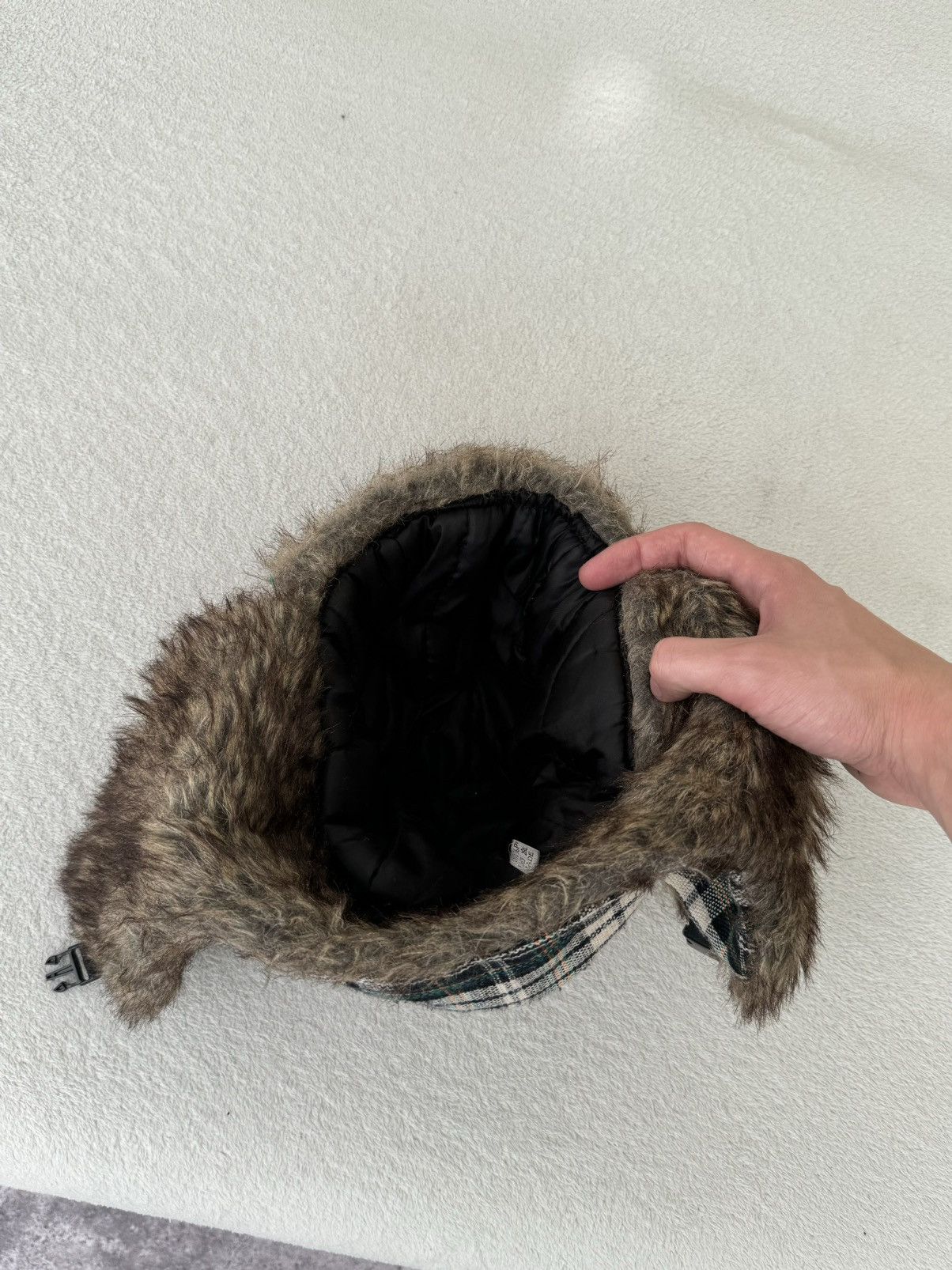 Other Vintage checkered Y2K fuzzy fur ushanka hat Japanese Size ONE SIZE - 7 Thumbnail