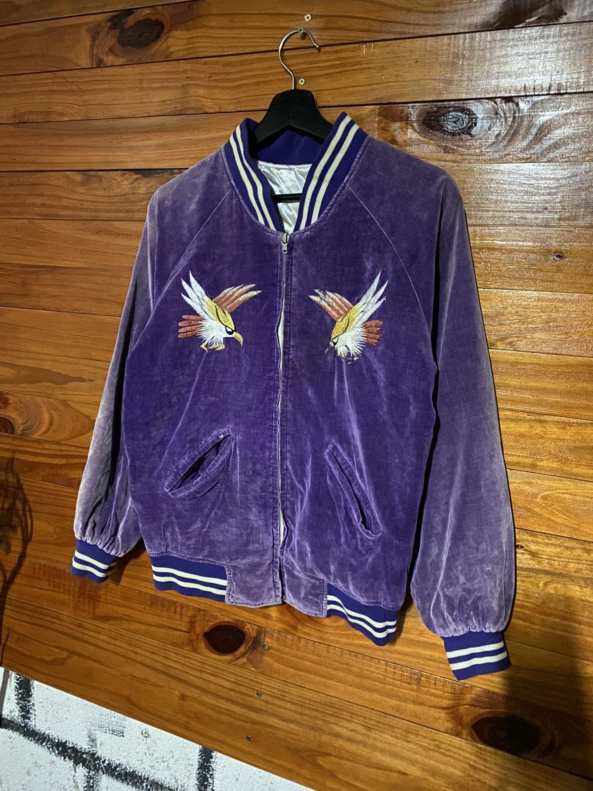 Japanese Brand Purple Velvet Sukajan “Japan” Embroidered Souvenir Jacket Size US S / EU 44-46 / 1 - 4 Thumbnail