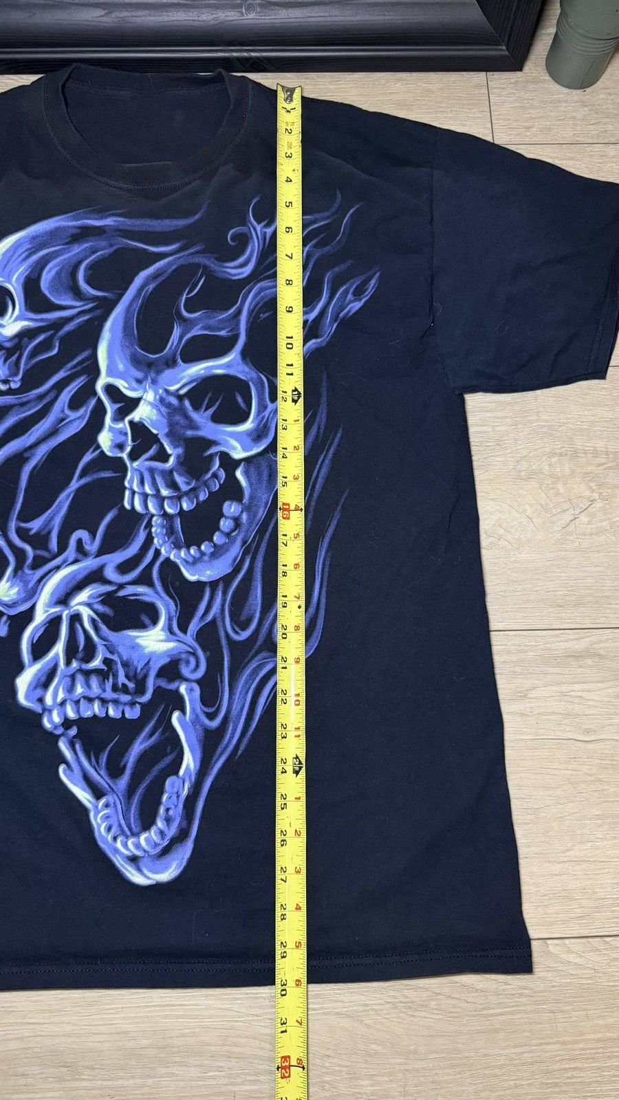 Affliction Y2K 2000s Blue Flaming Skulls Shirt Size US XL / EU 56 / 4 - 4 Thumbnail