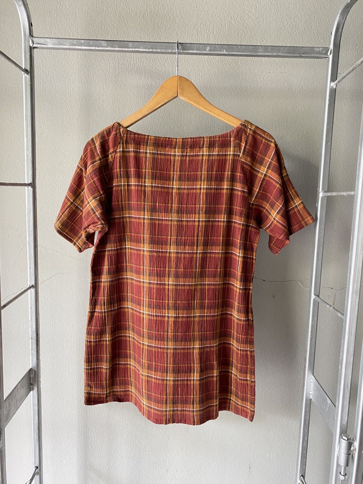 Japanese Brand Effets Plaid Tie-Neck Top Size M / US 6-8 / IT 42-44 - 2 Thumbnail