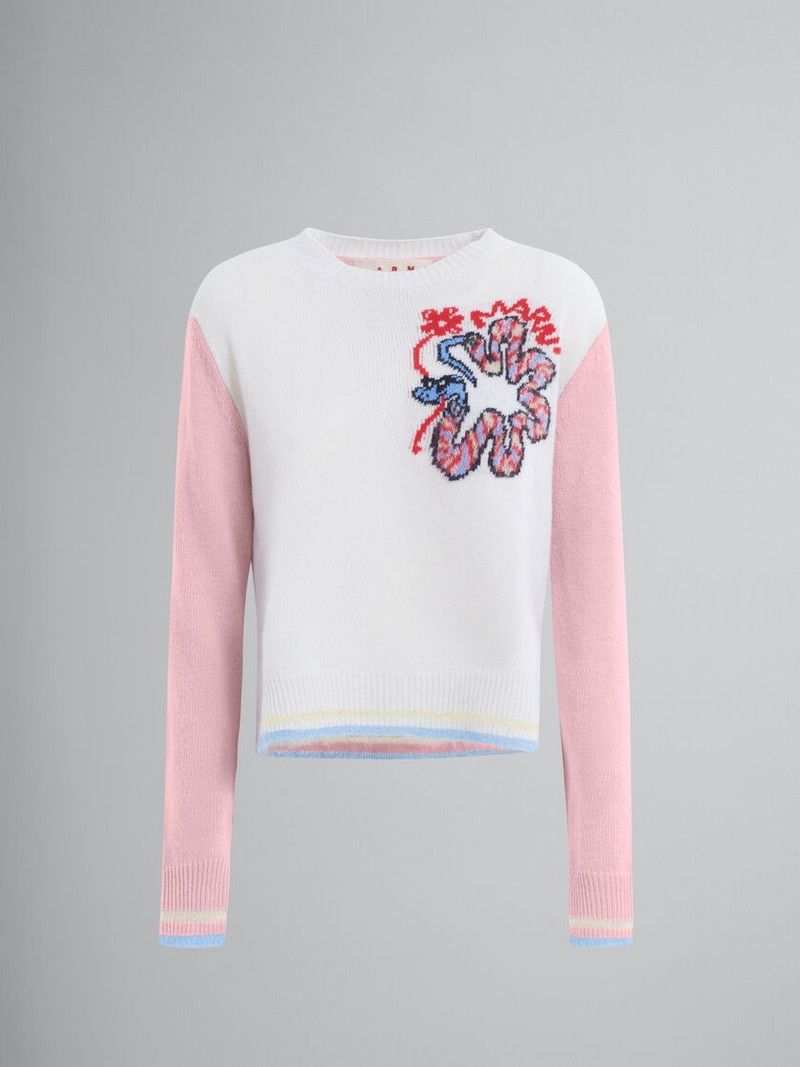 Marni o1f1d3z0326 Wool Jumper with Jacquard Snake in Multicolor Size M / US 6-8 / IT 42-44 - 1 Thumbnail