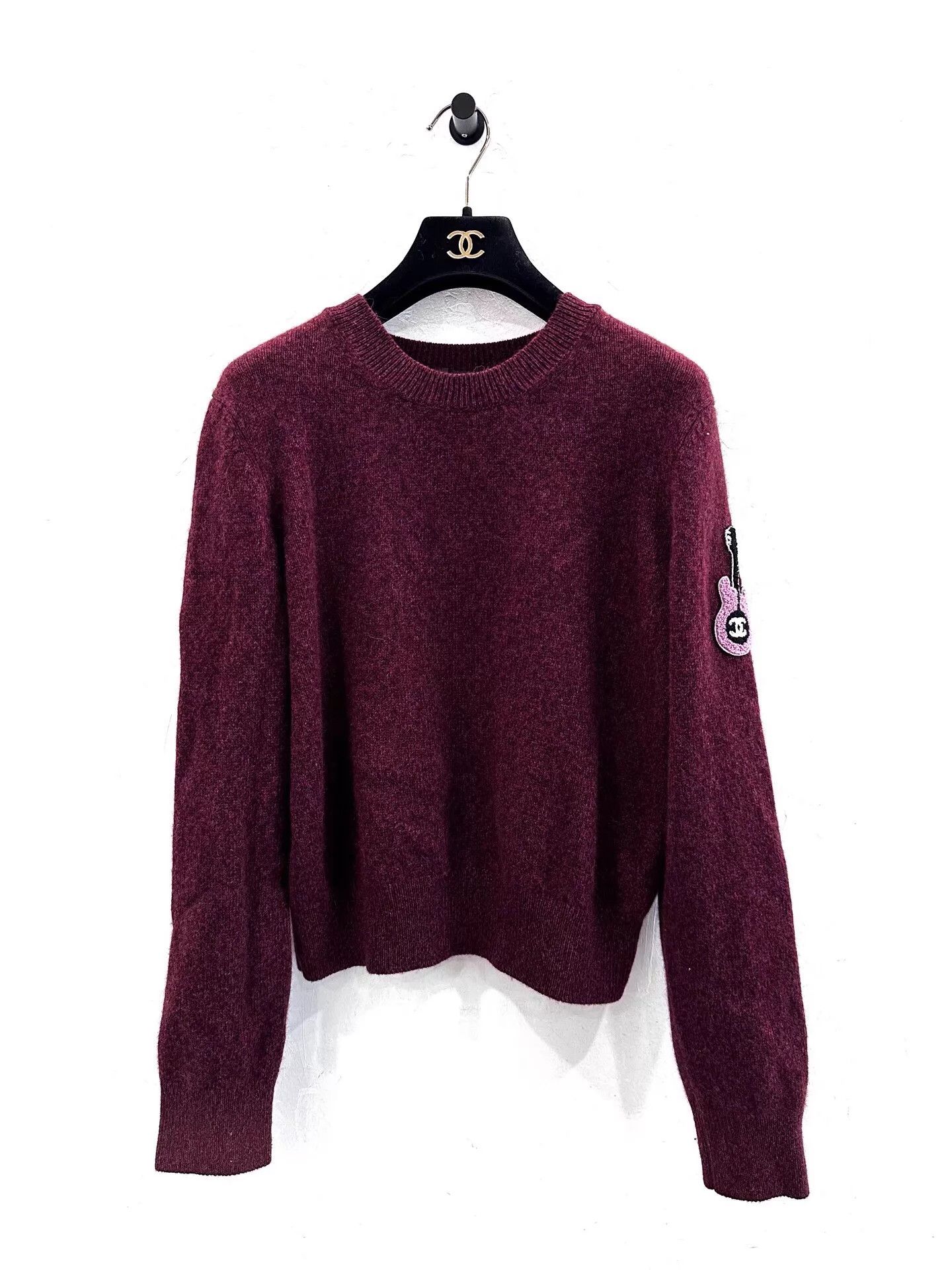 Chanel Chanel Burgundy Side-embroidered CC Guitar Logo Sweater Size M / US 6-8 / IT 42-44 - 1 Thumbnail