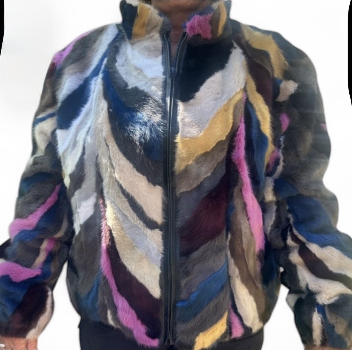Saks Fifth Avenue $2999 Multicolor Mink Fur & Lamb Leather Bomber Jacket NEW Size L / US 10 / IT 46 - 1 Thumbnail
