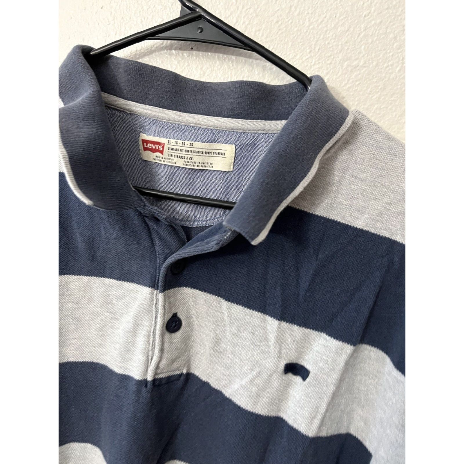 Levi's Levi's Polo Shirt Adult XL Blue Gray Cotton Short Sleeve Logo Mens Size US XL / EU 56 / 4 - 2 Thumbnail