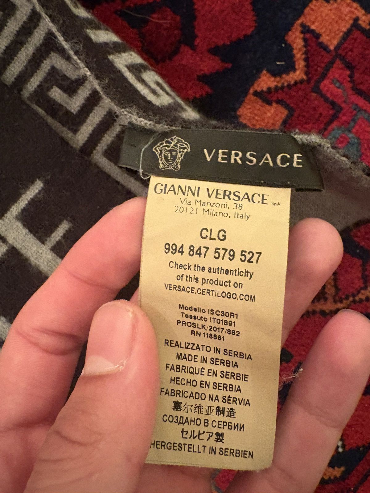 Versace Wool Black/Grey Versace Medusa Scarf Size ONE SIZE - 4 Thumbnail