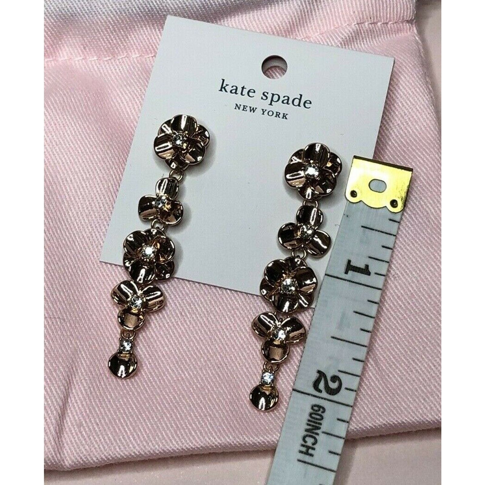 Kate Spade Kate Spade Shine On Flower Linear Earrings Rose Gold Plated Size ONE SIZE - 4 Thumbnail