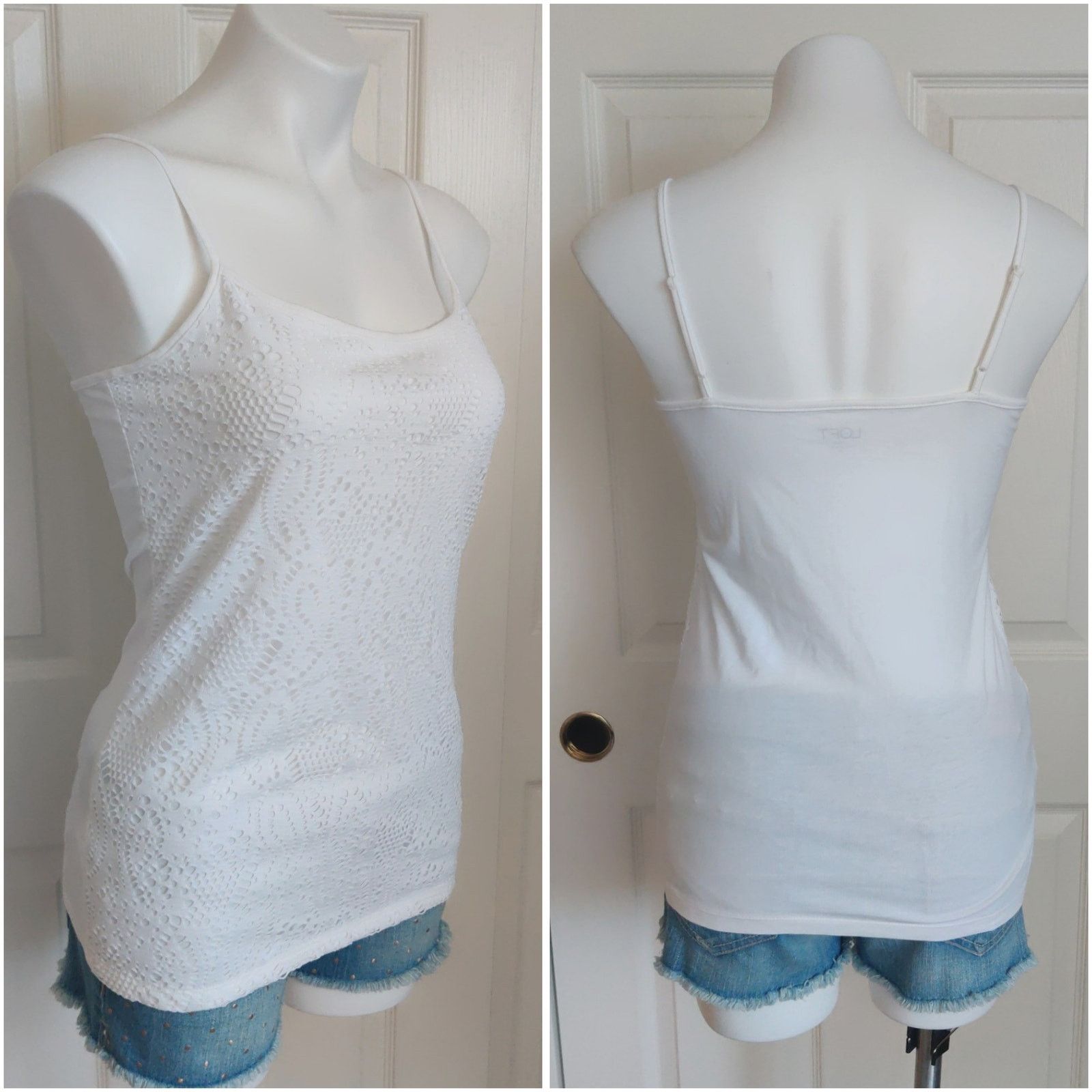 Loft LOFT eyelet overlay white cami sz M NWT Size M / US 6-8 / IT 42-44 - 2 Thumbnail