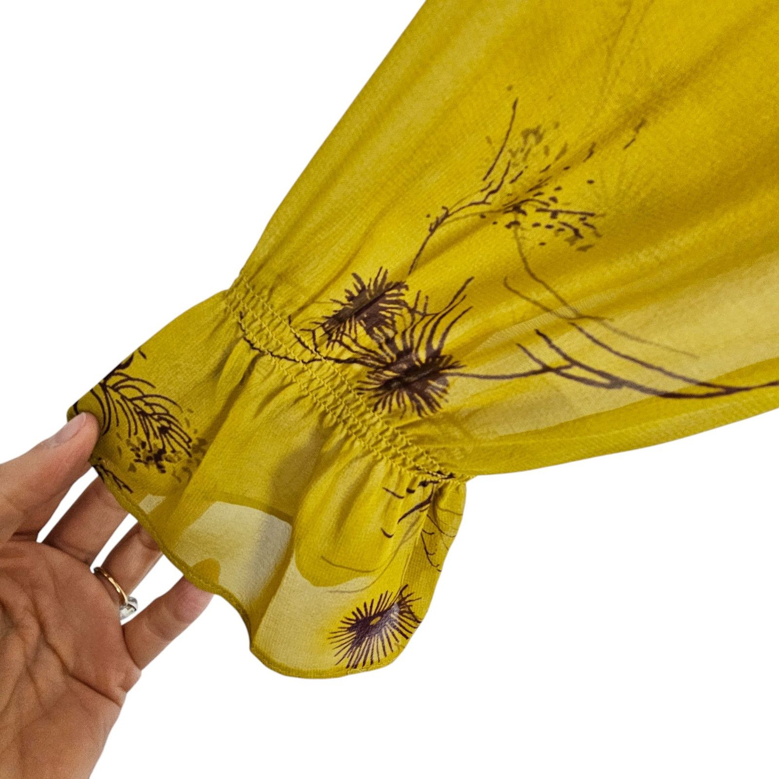 Joie Joie Womens Bolona Silk Floral Blouse Chartreuse Sz L Size L / US 10 / IT 46 - 4 Thumbnail