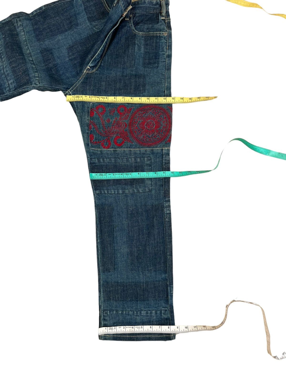 Vintage Japan Brand Etienne Ozeki Patchwork Embroidery Denim Jeans Size US 30 / EU 46 - 4 Thumbnail