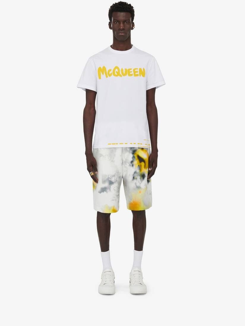 Alexander McQueen o1w1db10725 McQueen Graffiti T-Shirt in White/Yellow Size US XXS / EU 40 - 2 Thumbnail