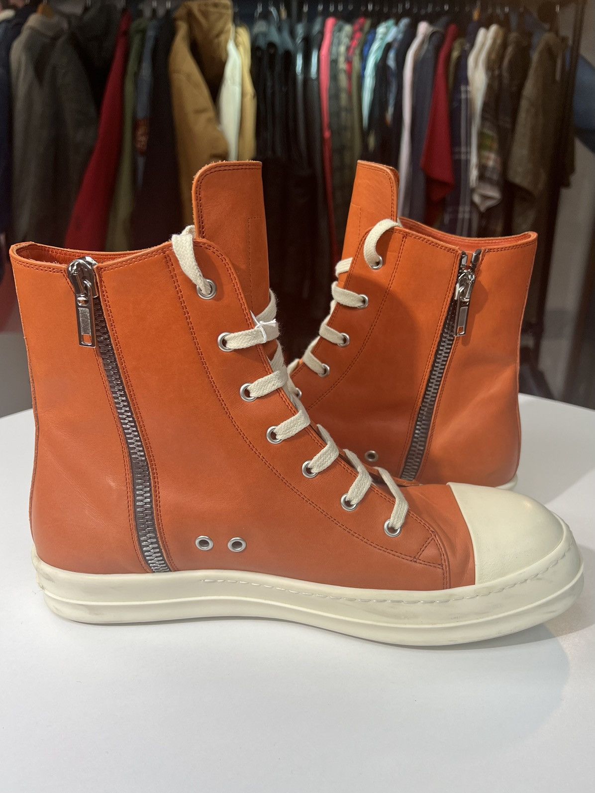 Rick Owens Preowned Rick Owens Fogachine Hi-Top ‘Orange’ Size US 11 / EU 44 - 5 Thumbnail