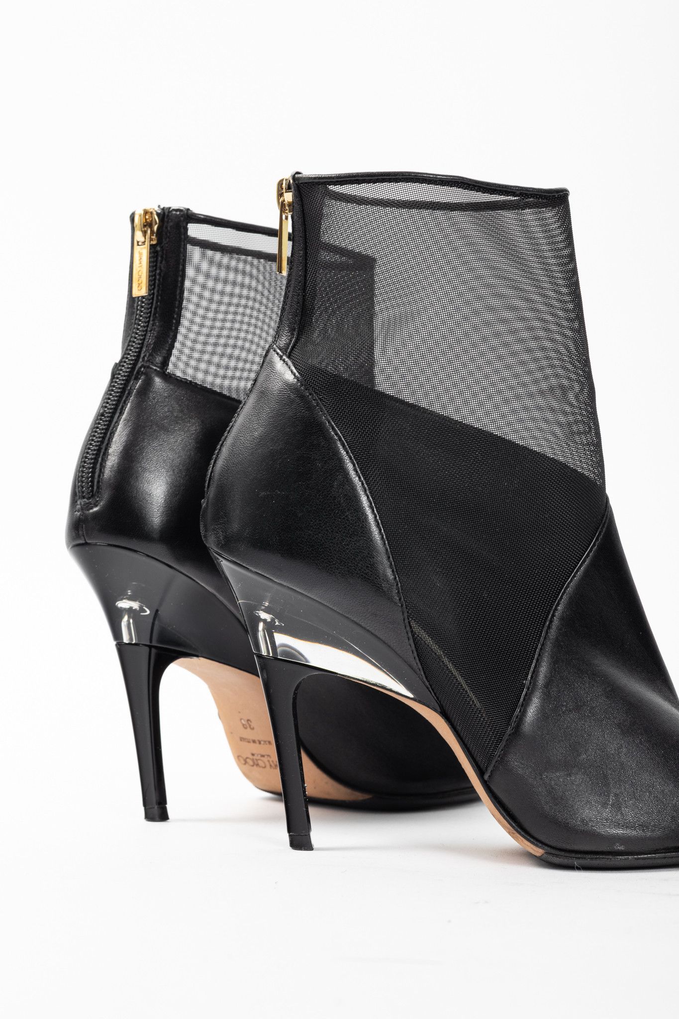 Jimmy Choo Jimmy Choo Sioux 100 Black Nappa & Mesh Ankle Boots Size US 7.5 / IT 37.5 - 7 Thumbnail